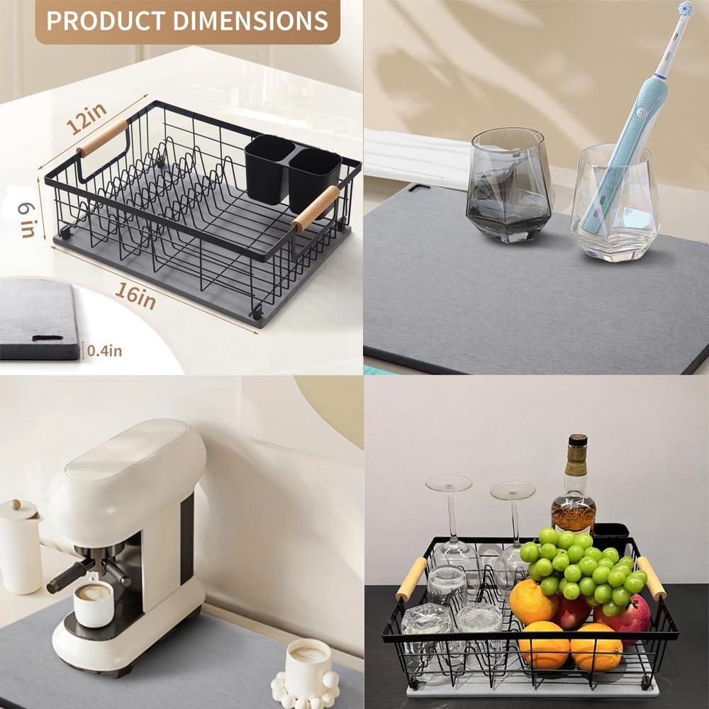 Escurridor de Platos Lalaunicky con Alfombrilla Diatomita 40x30cm