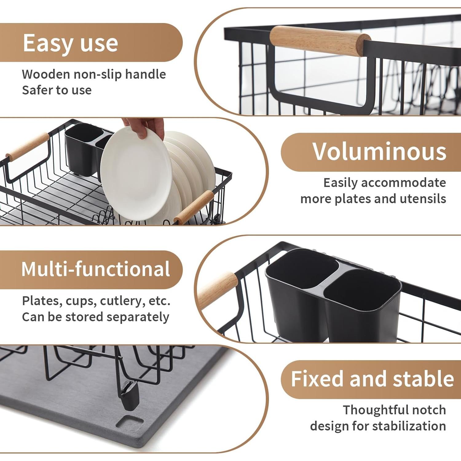 Escurridor de Platos Lalaunicky con Alfombrilla Diatomita 40x30cm