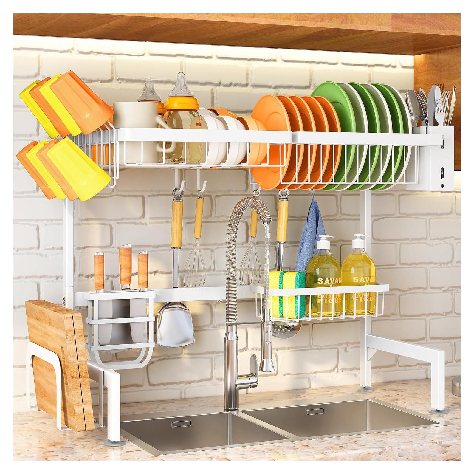 Estante para Secar Platos SNTD Ajustable 68-88 cm Metal Blanco