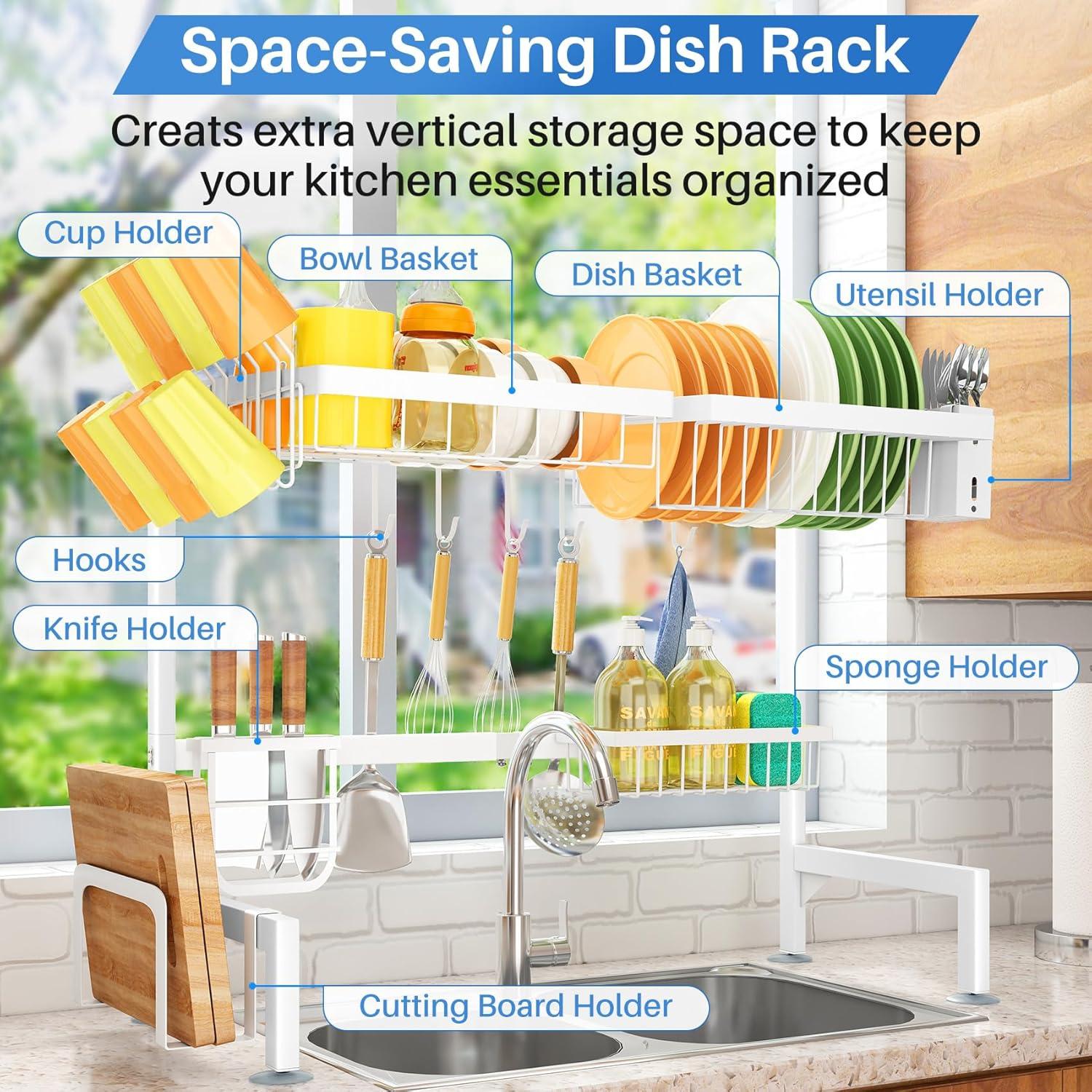 Estante para Secar Platos SNTD Ajustable 68-88 cm Metal Blanco