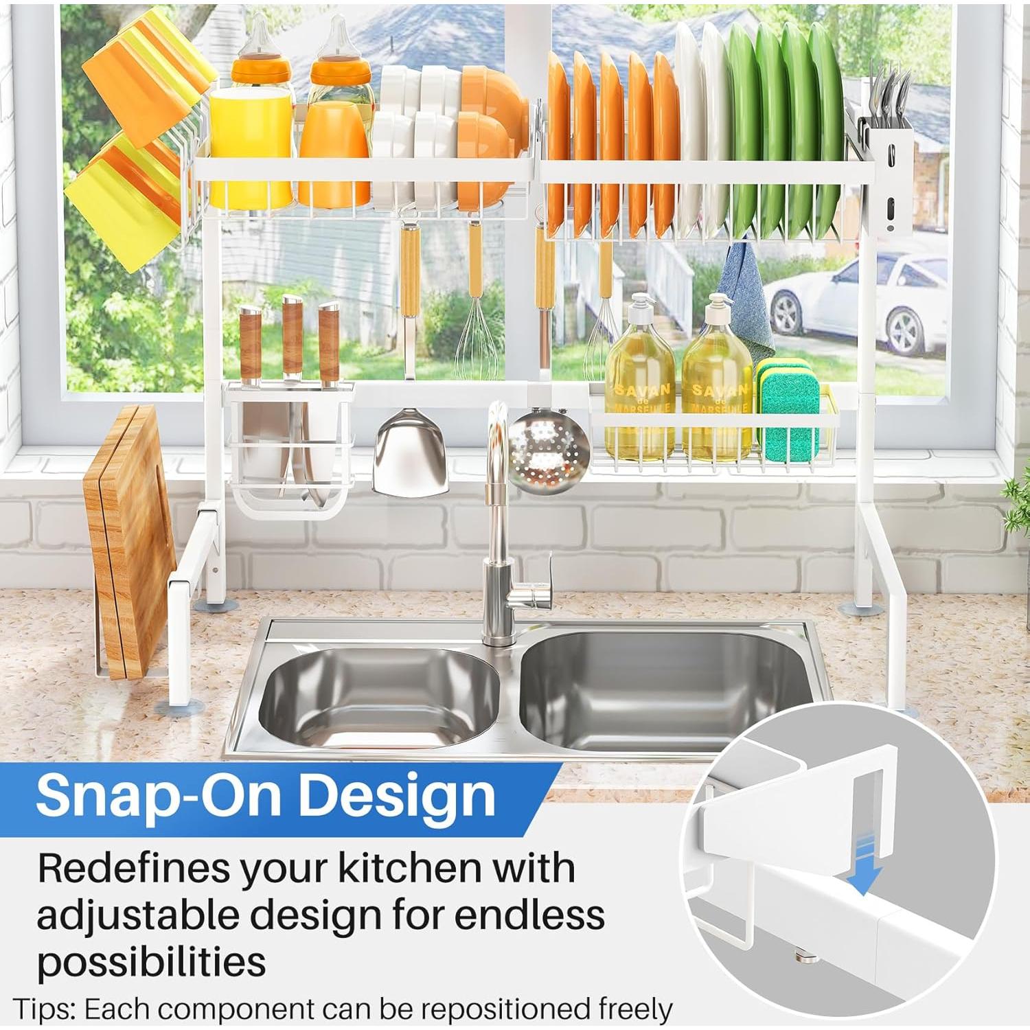 Estante para Secar Platos SNTD Ajustable 68-88 cm Metal Blanco