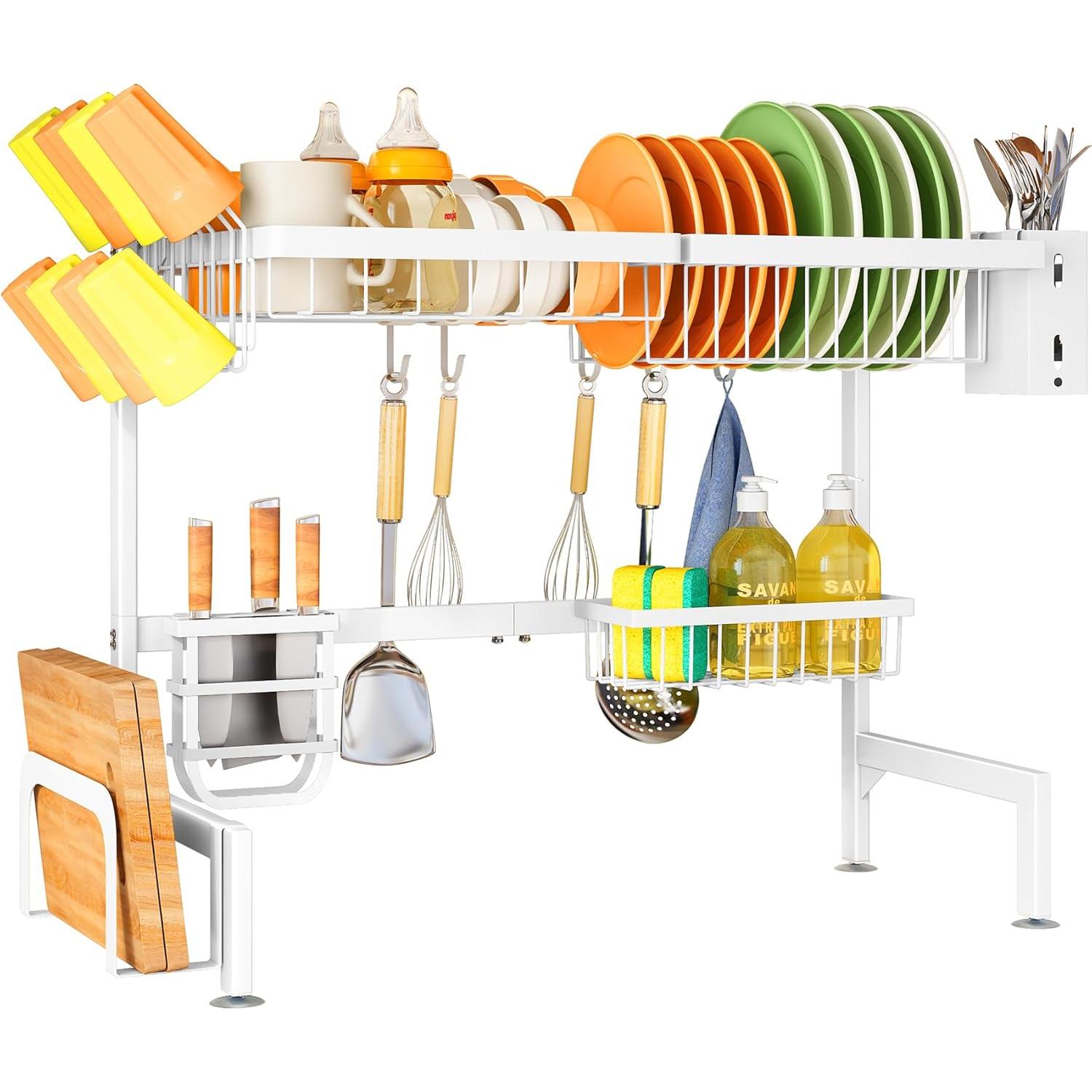 Estante para Secar Platos SNTD Ajustable 68-88 cm Metal Blanco