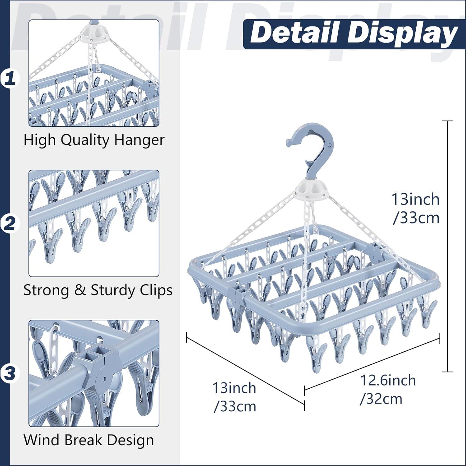 Estante para Secar Ropa Aolloa Plegable Azul con 32 Pinzas