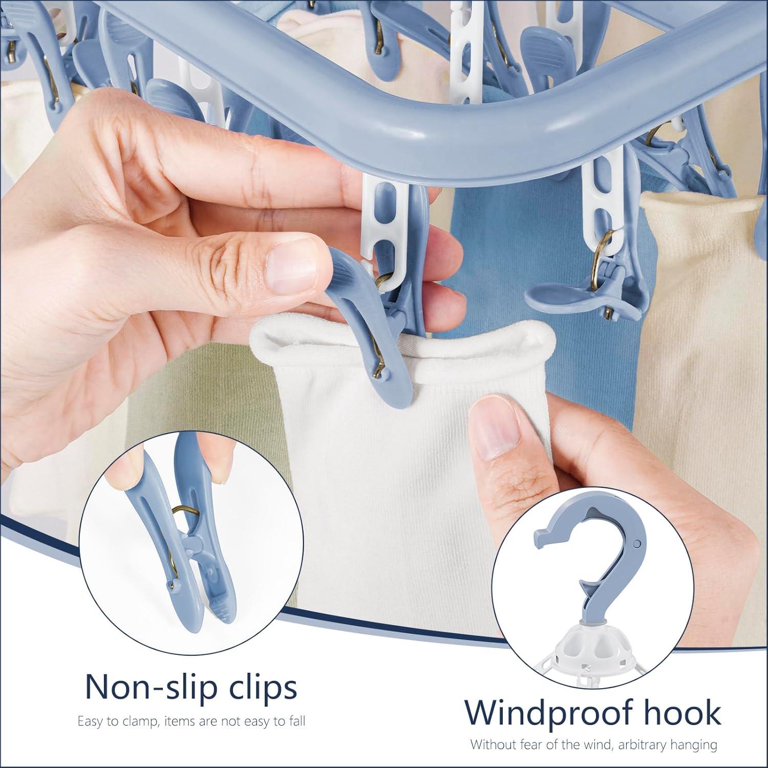 Estante para Secar Ropa Aolloa Plegable Azul con 32 Pinzas