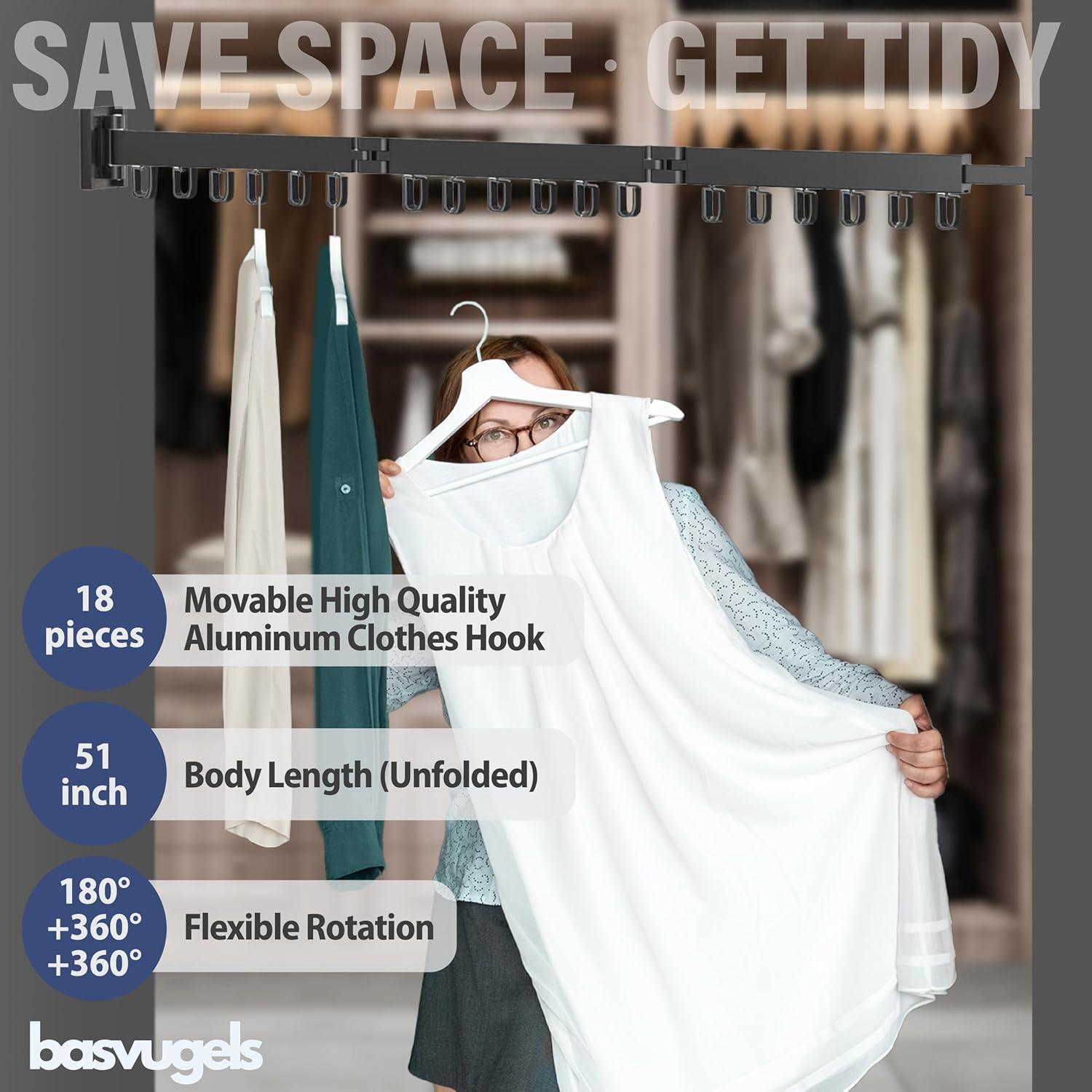 Estante para Secar Ropa Basvugels Plegable Montado en Pared