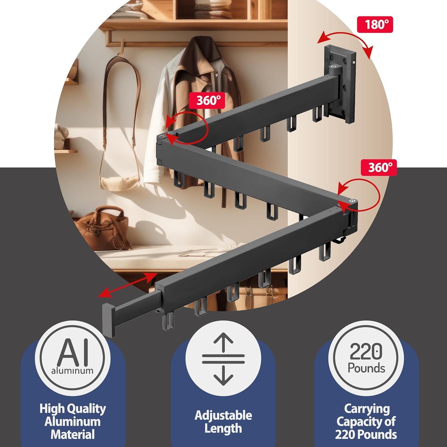 Estante para Secar Ropa Basvugels Plegable Montado en Pared