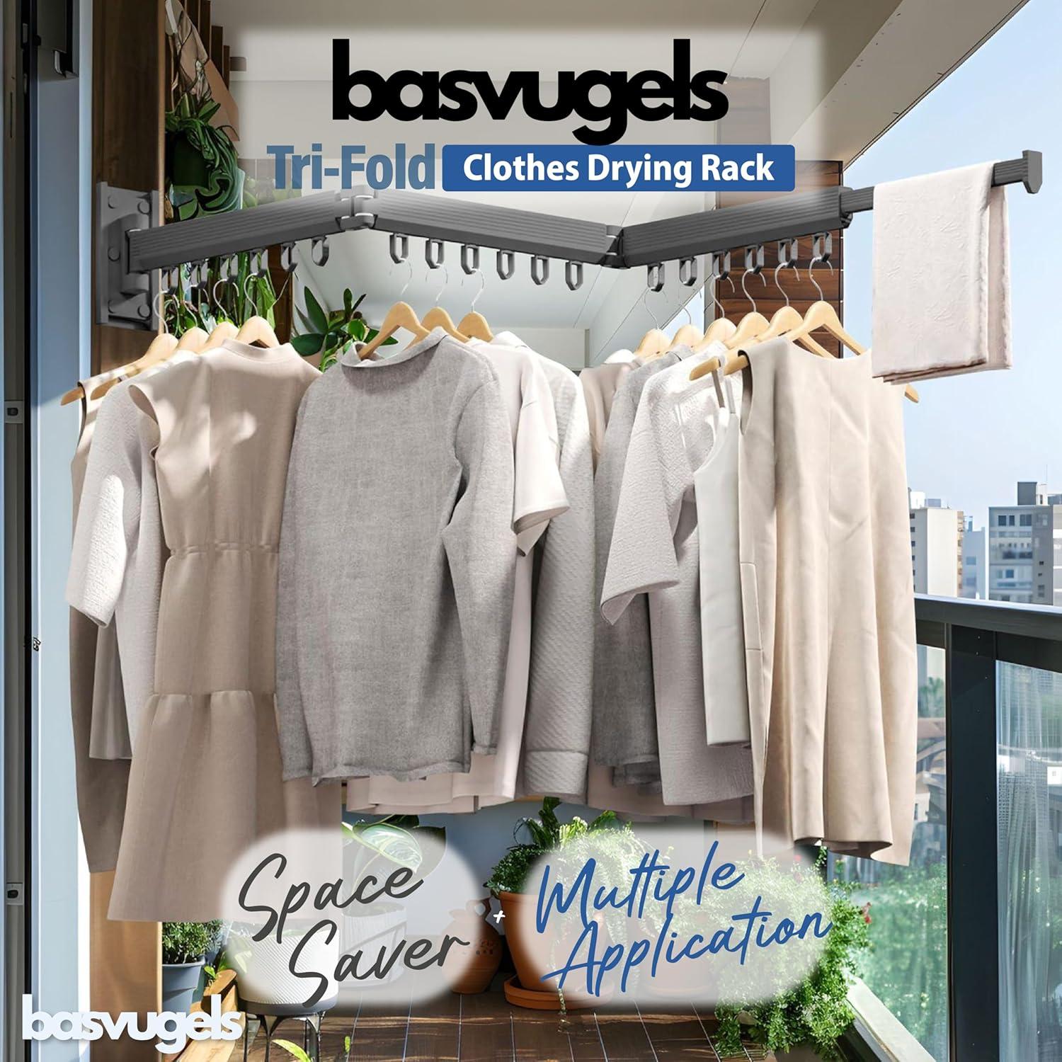 Estante para Secar Ropa Basvugels Plegable Montado en Pared