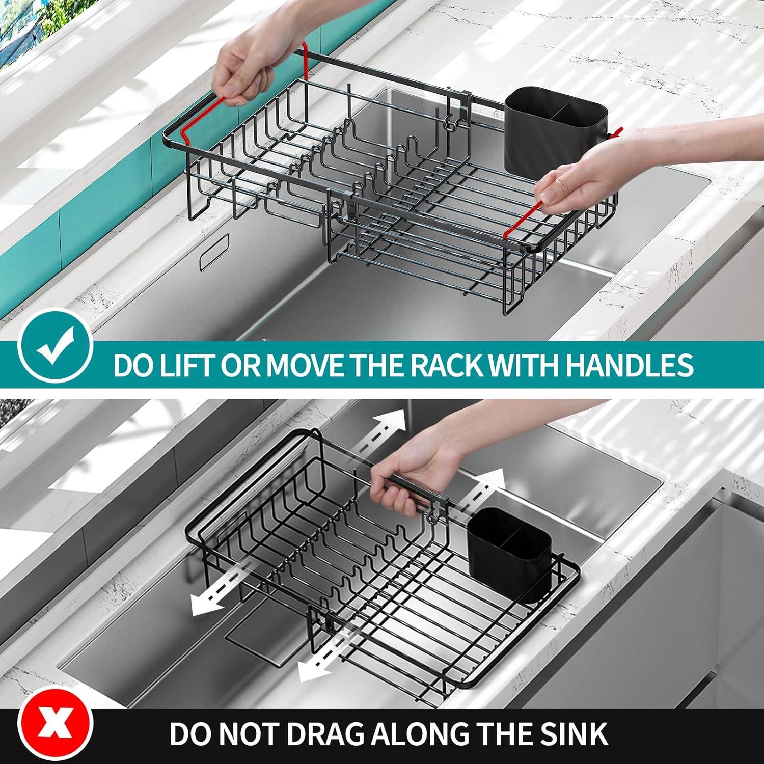 Escurridor de Platos Ajustable Urackify 33-46 cm Acero Inoxidable
