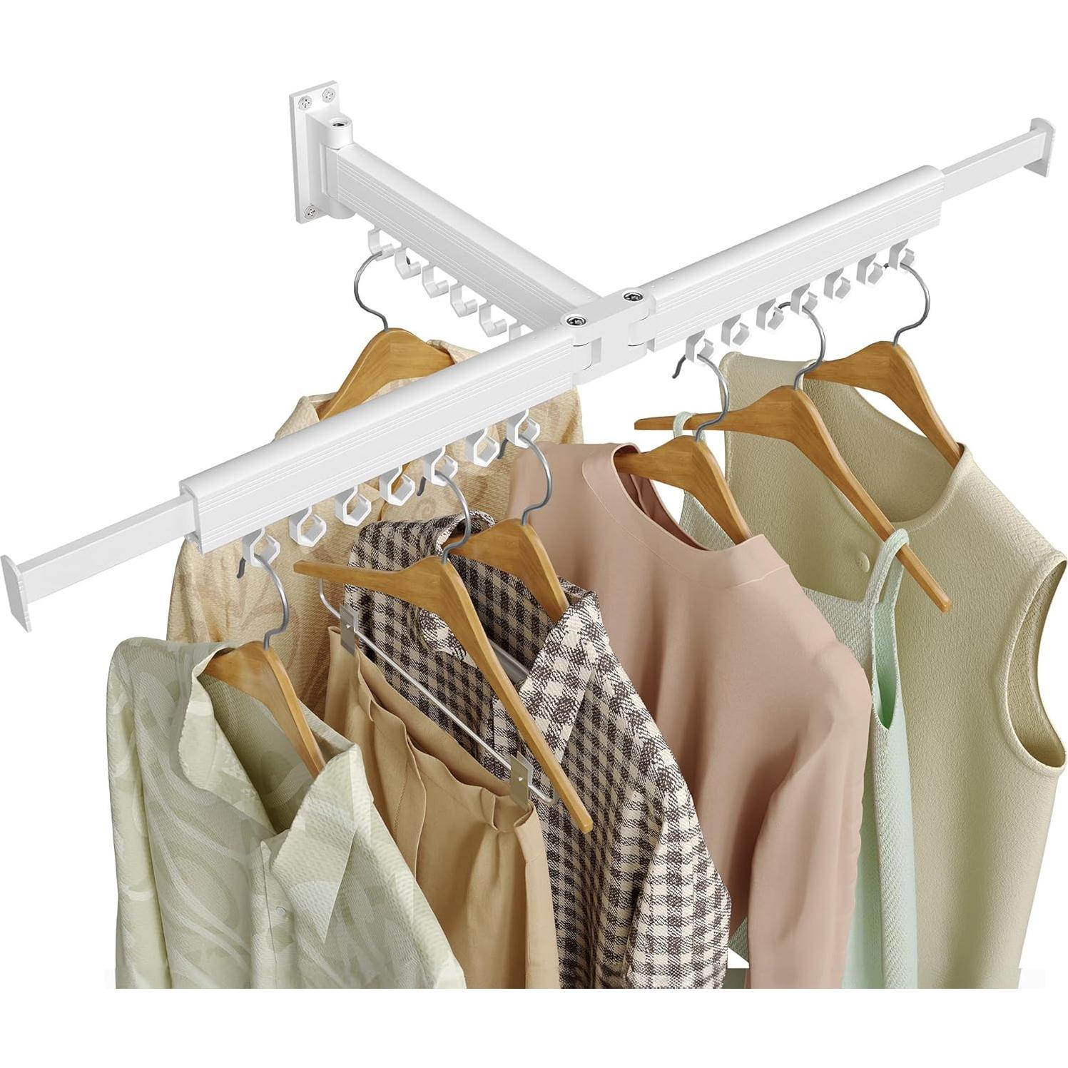 Estante Secar Ropa Pared SONGMICS Blanco 21 Ganchos 1,18 kg