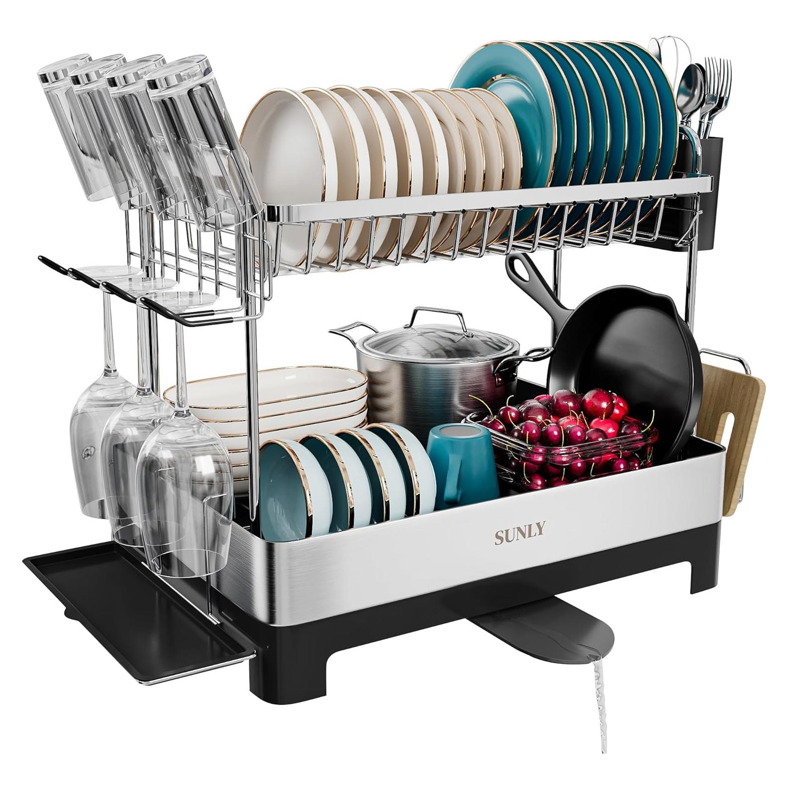Estante para Secar Platos SUNLY 2 Niveles Acero Inoxidable