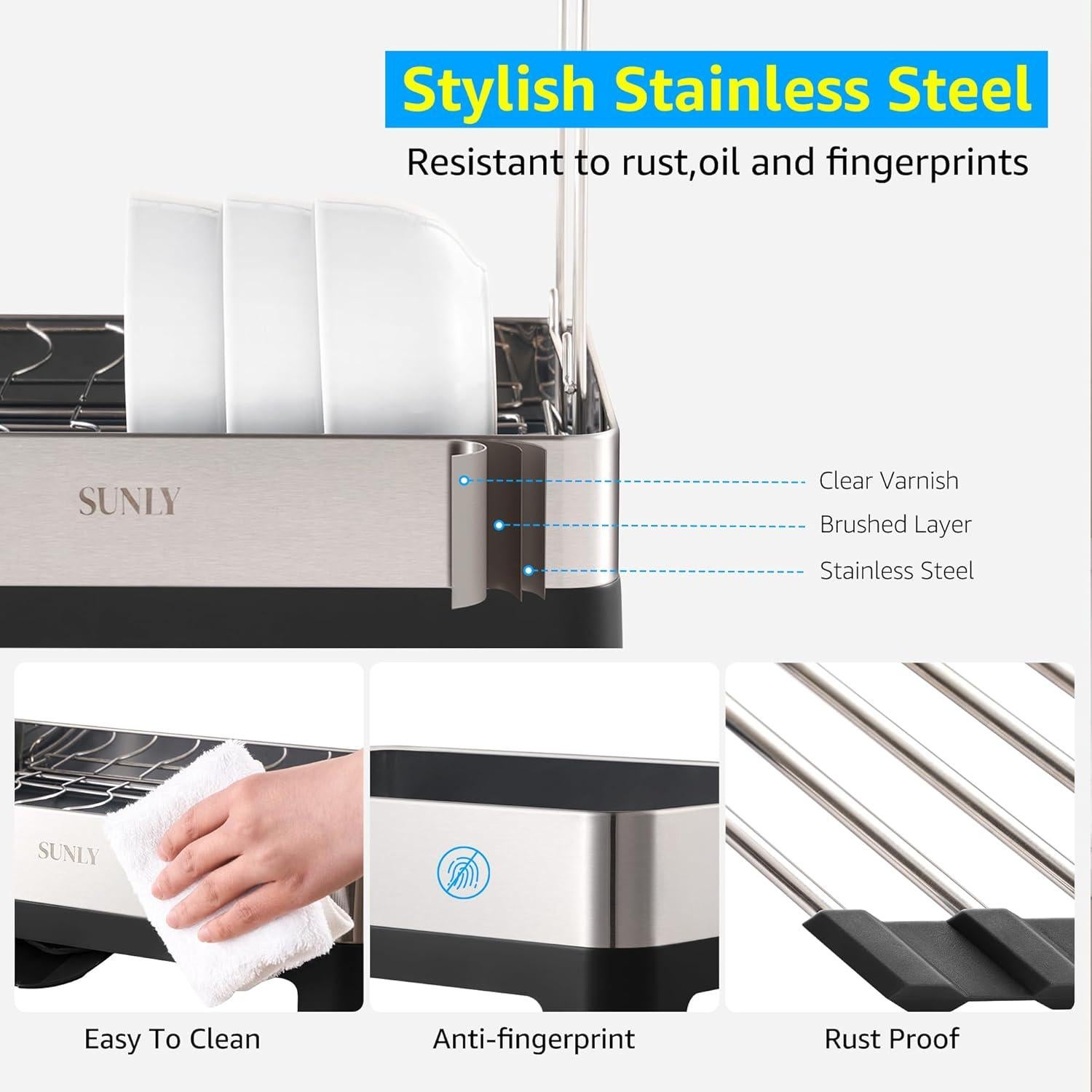 Estante para Secar Platos SUNLY 2 Niveles Acero Inoxidable