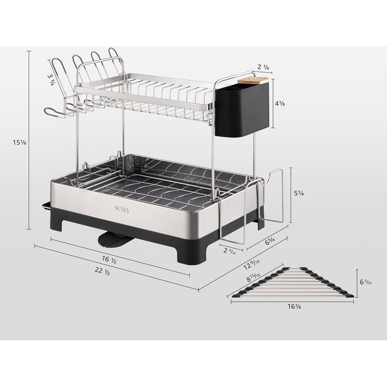 Estante para Secar Platos SUNLY 2 Niveles Acero Inoxidable