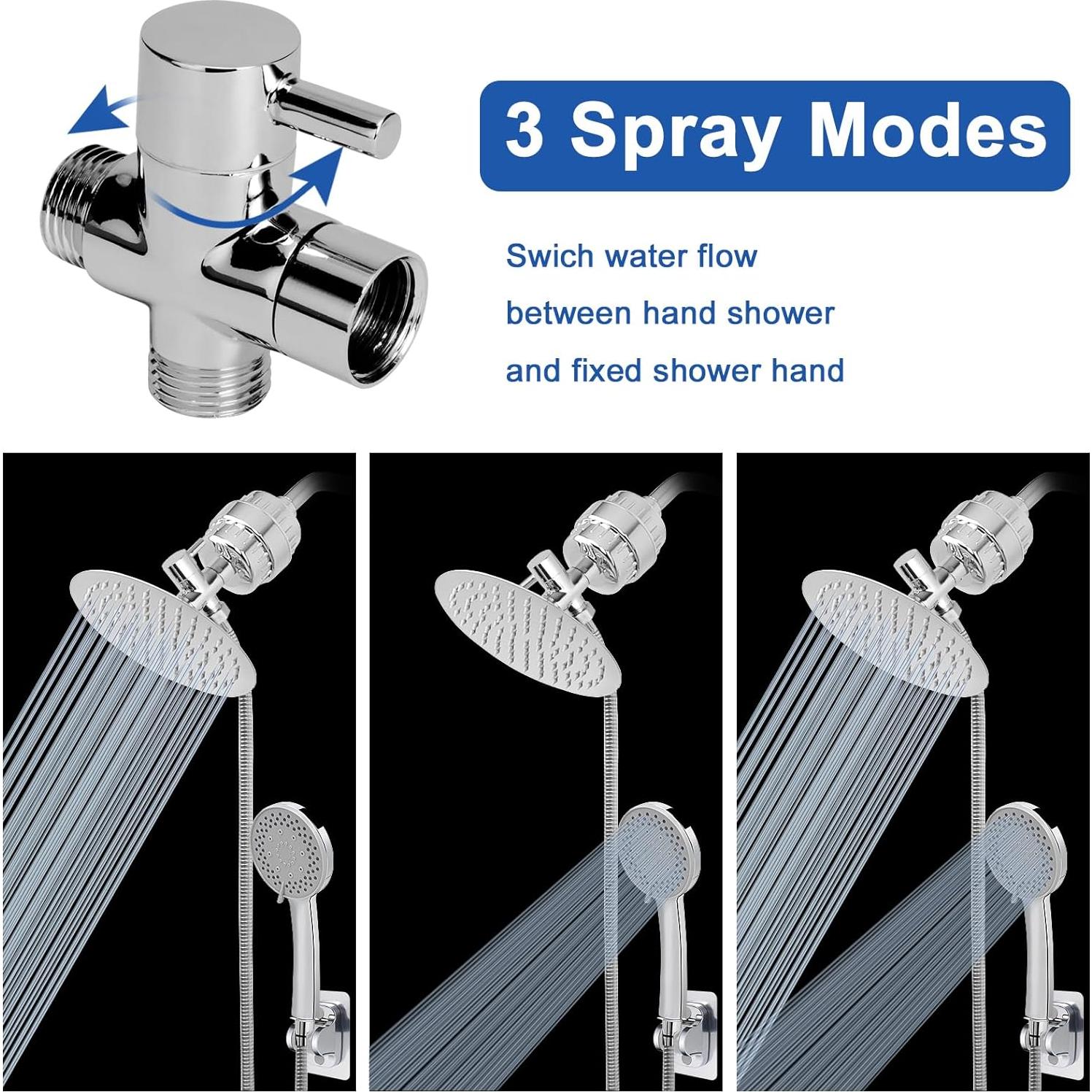 Cabezal de Ducha Filtrado NearMoon 20,32 cm 5 Configuraciones