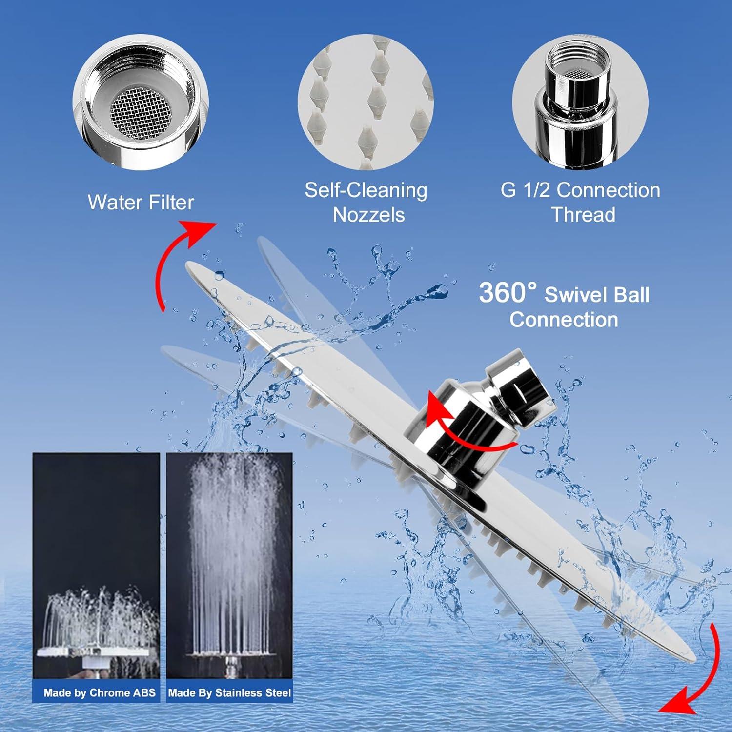 Cabezal de Ducha Filtrado NearMoon 20,32 cm 5 Configuraciones