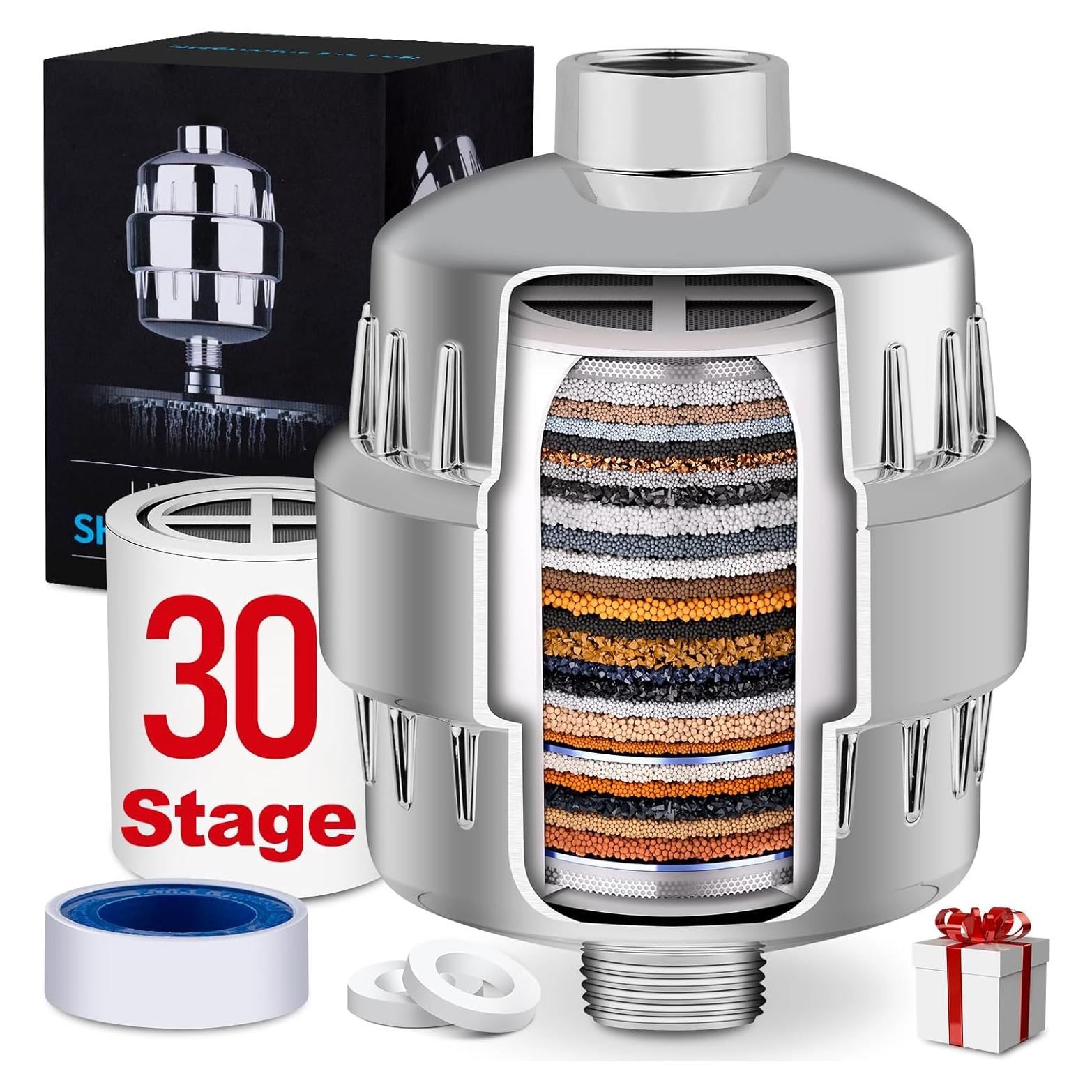 Filtro de Ducha AISMIHO 30 Etapas para Agua Dura - Mejora Piel y Cabello