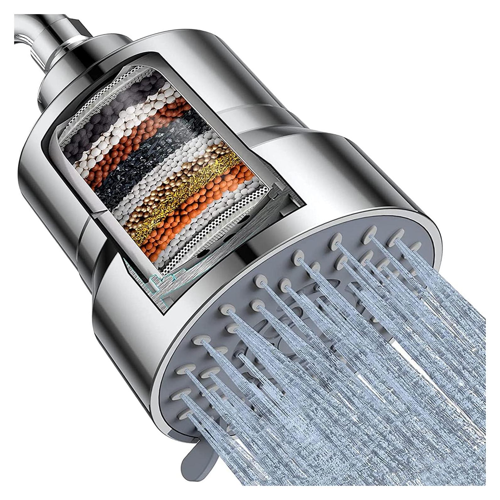 Cabezal de Ducha Filtrado MXBOLD 3 Modos 15 Etapas Plata