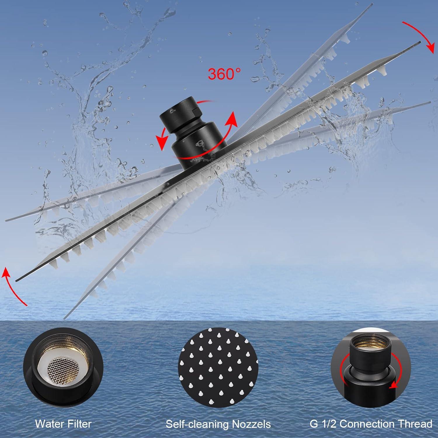 Cabezal de Ducha HarJue 20 cm Alta Presión con Filtro