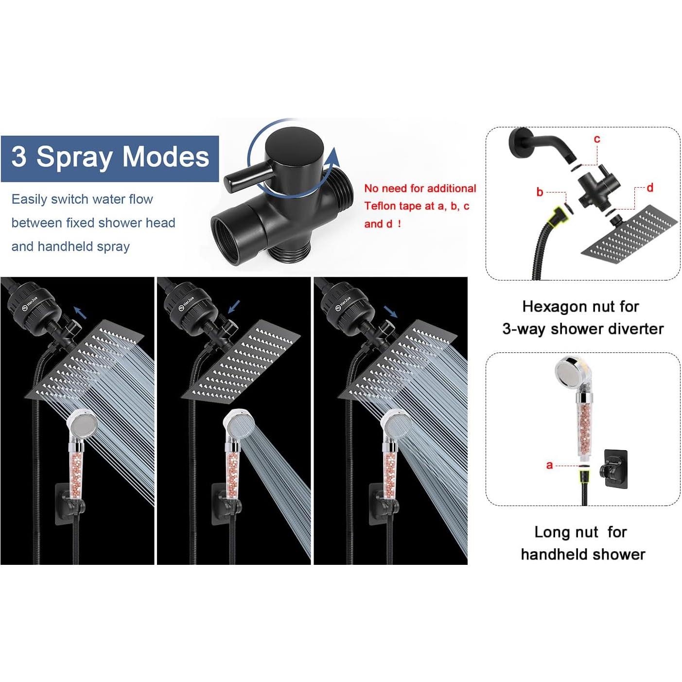 Cabezal de Ducha HarJue 20 cm Alta Presión con Filtro