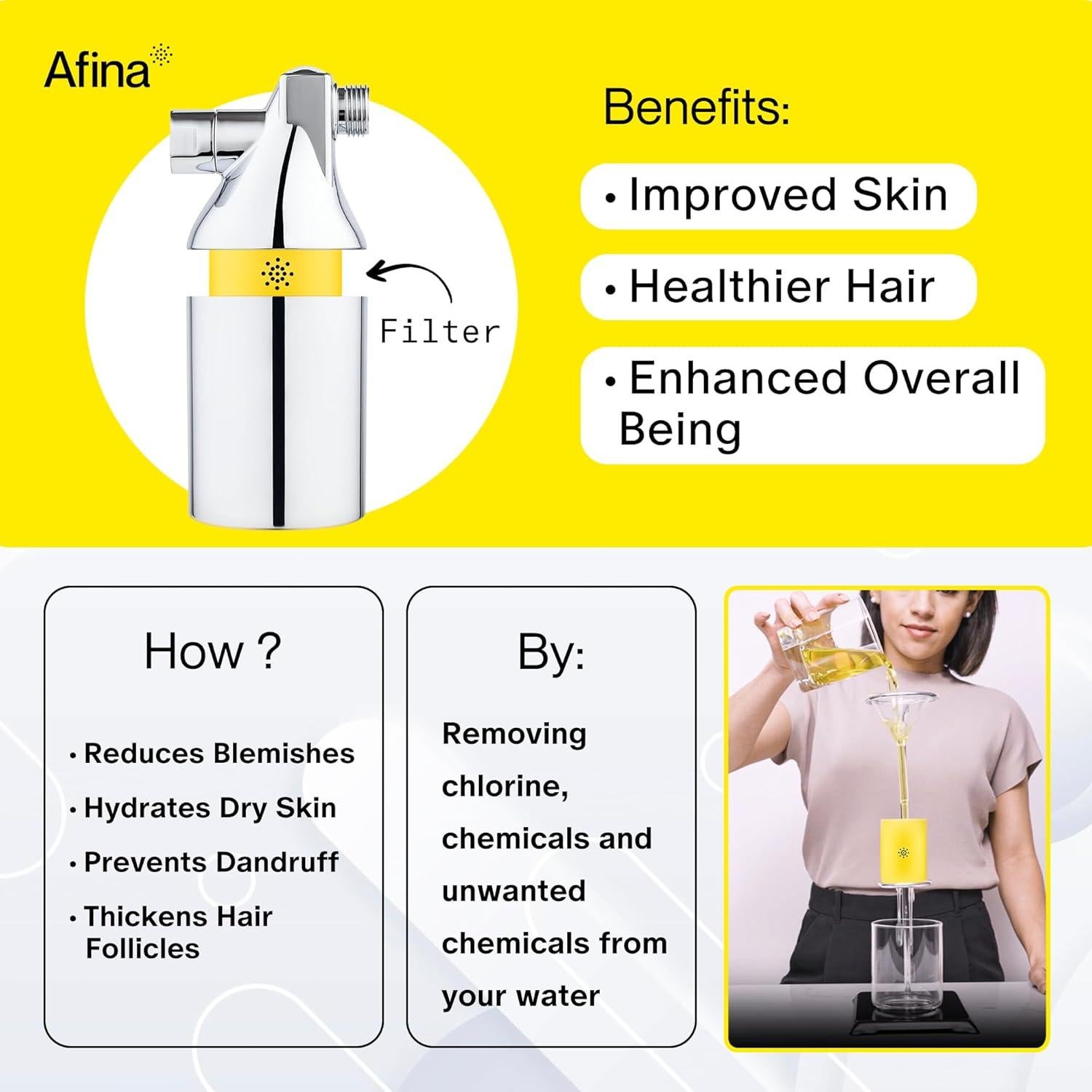 Filtro de Ducha Afina - Alta Presión, Cromo, 0.97 kg