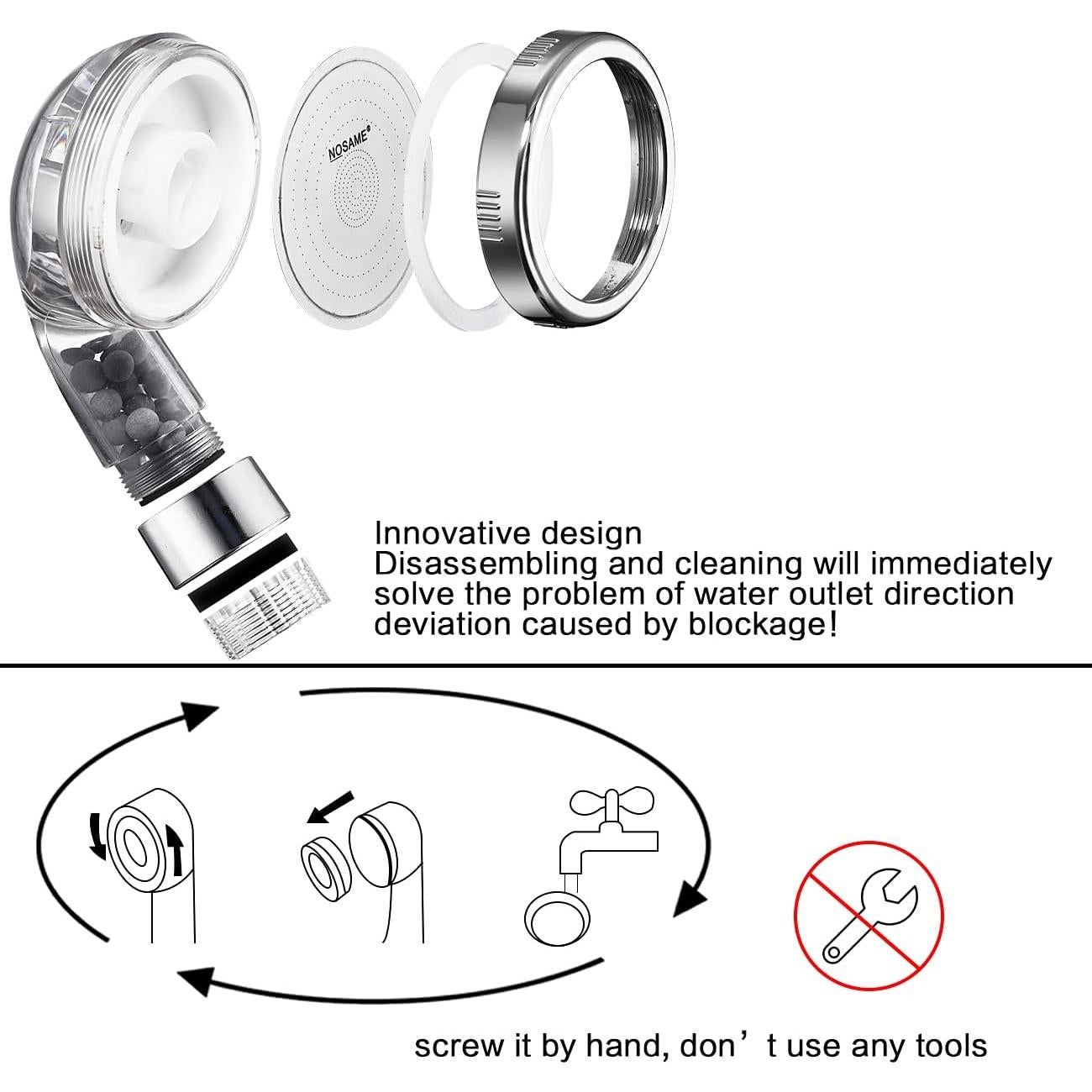 Cabezal de Ducha NOSAME Alta Presión 3 Modos Filtración