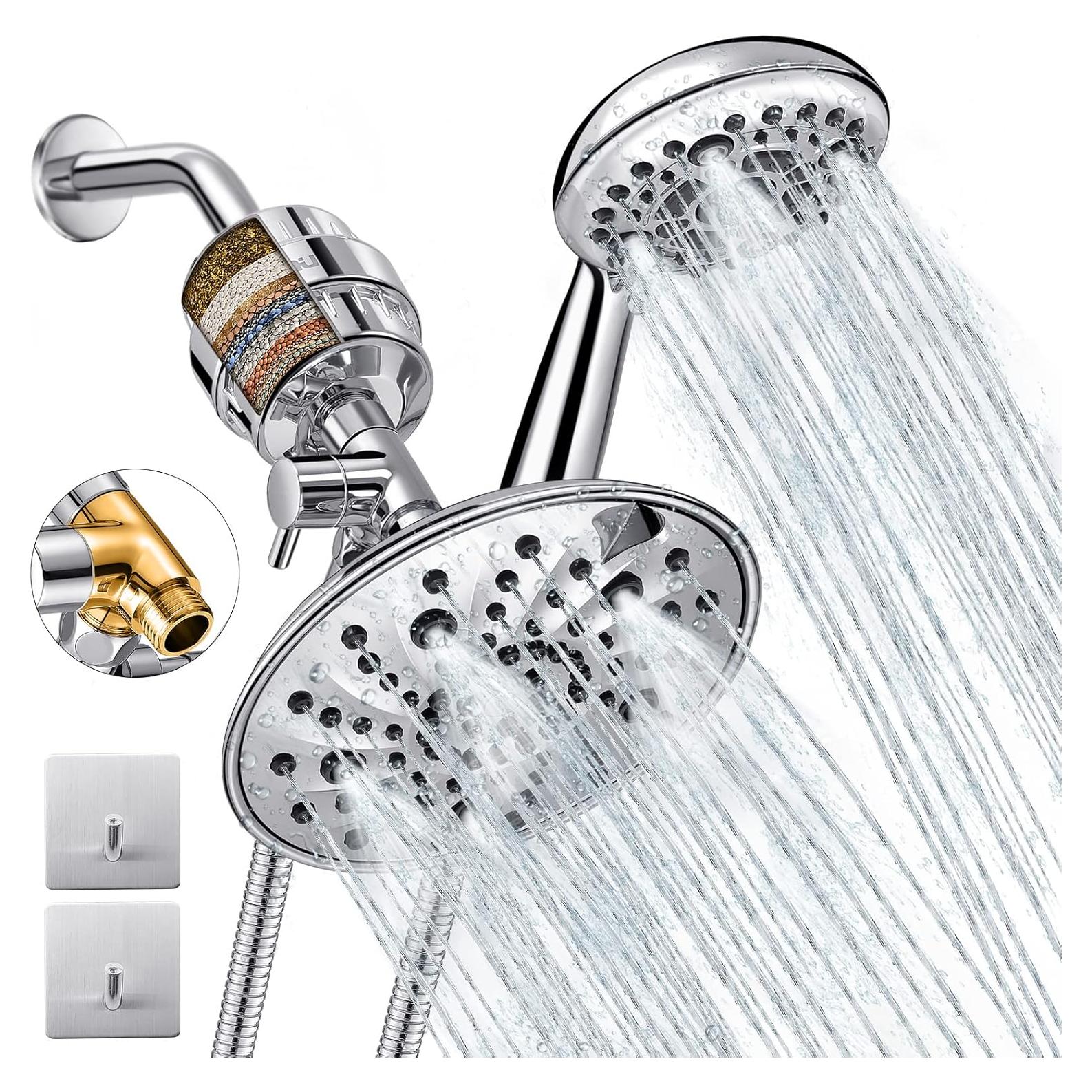 Ducha de Cabezal Doble Luxau con Filtro 20 Etapas 8"