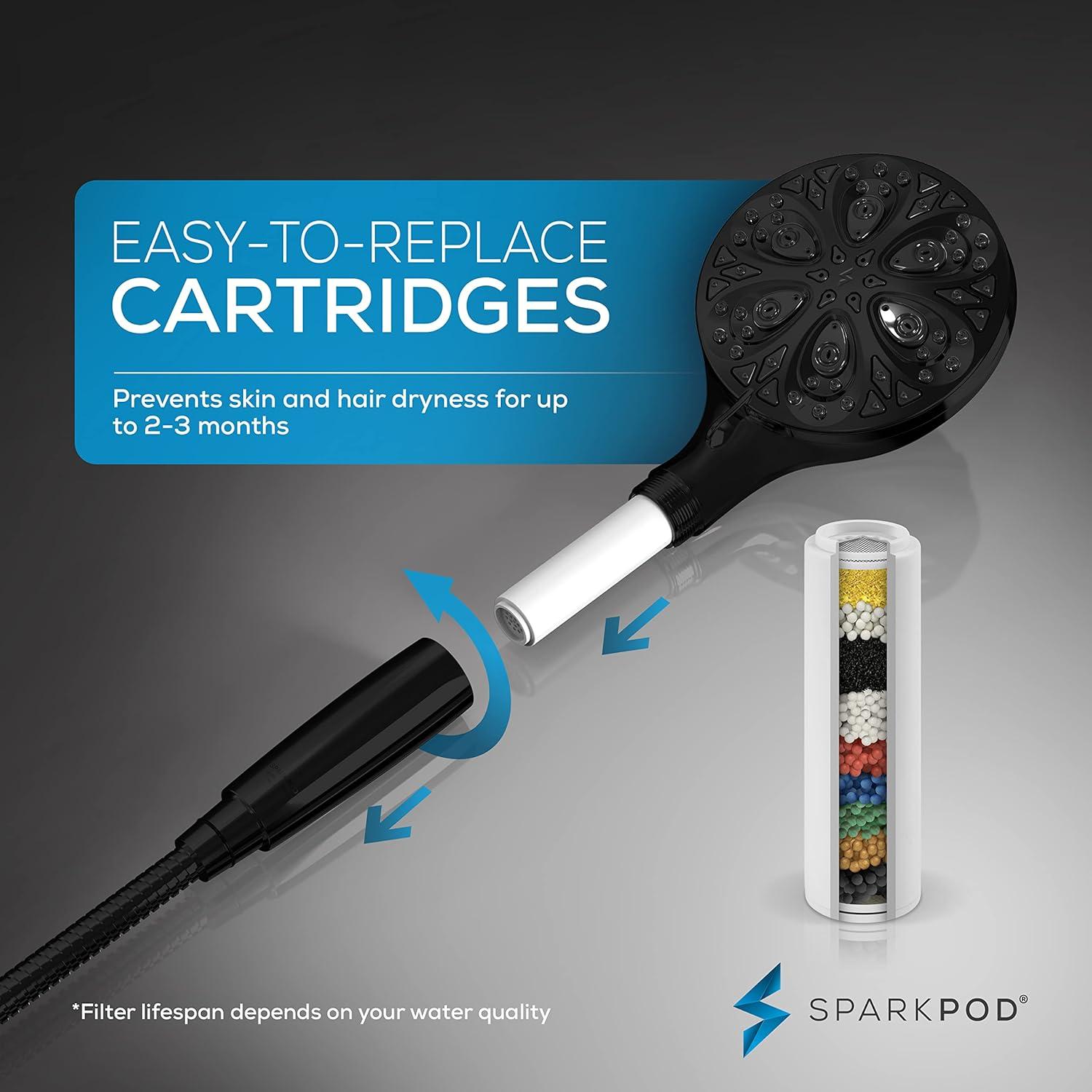 Cabezal de Ducha Filtrado SparkPod 10 Modos 5" Negro Mate