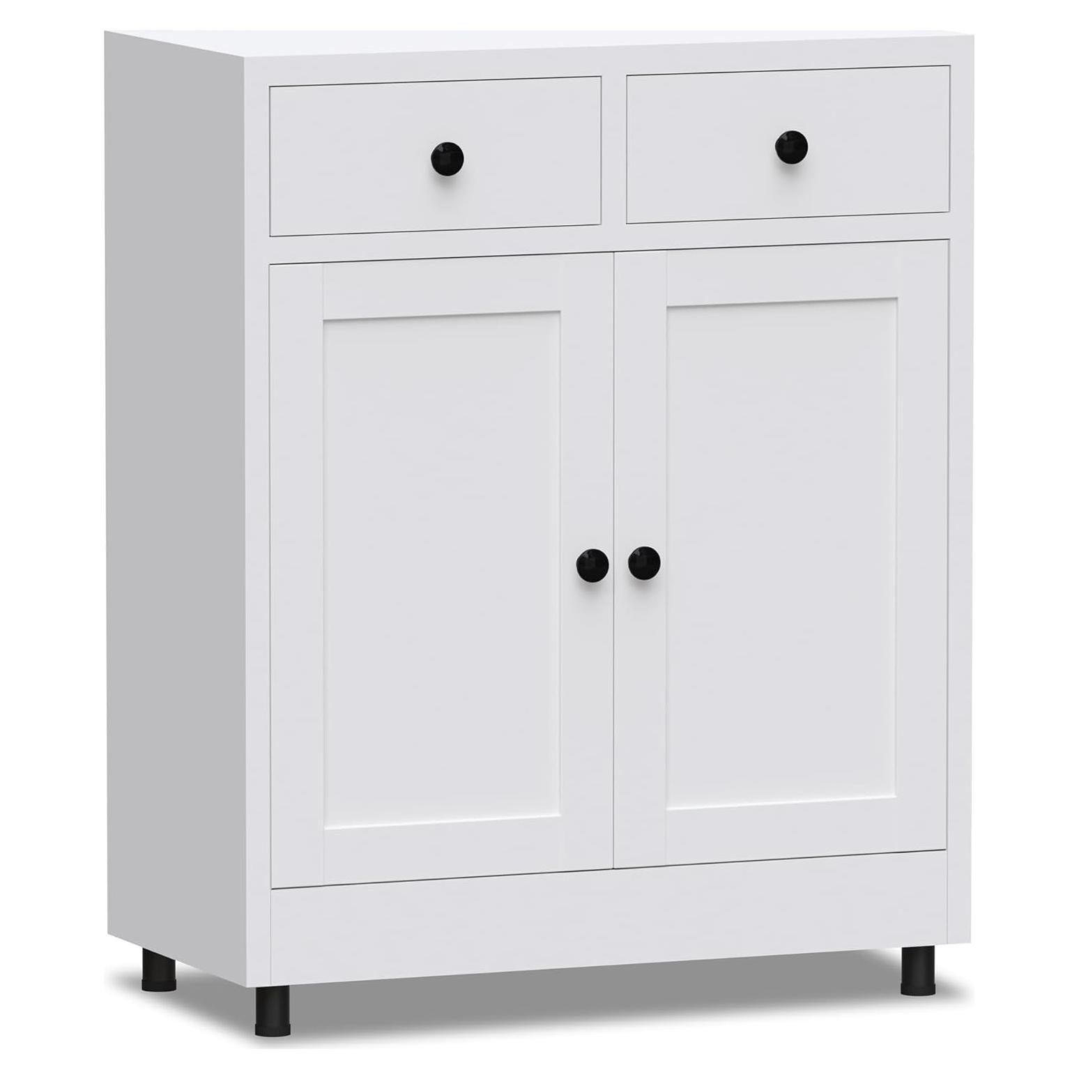 Armario de Almacenamiento JINKUR Blanco 2 Cajones Estante Ajustable