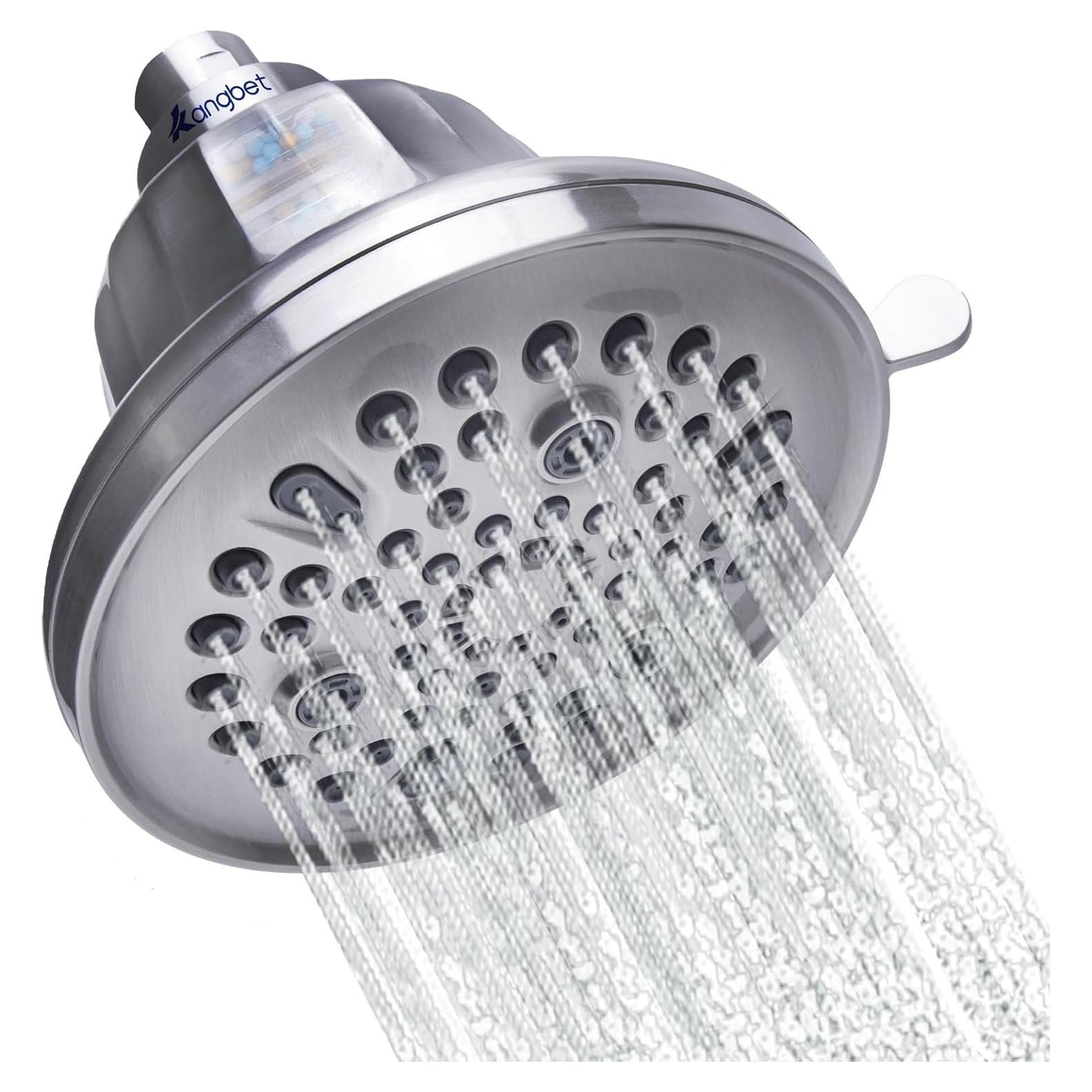 Cabezal de Ducha Filtrado Kangbet 4.7" Alta Presión Niquel