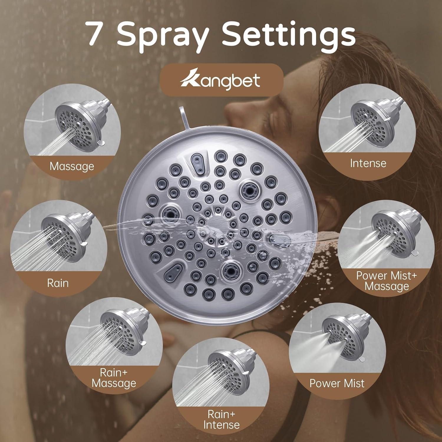 Cabezal de Ducha Filtrado Kangbet 4.7" Alta Presión Niquel