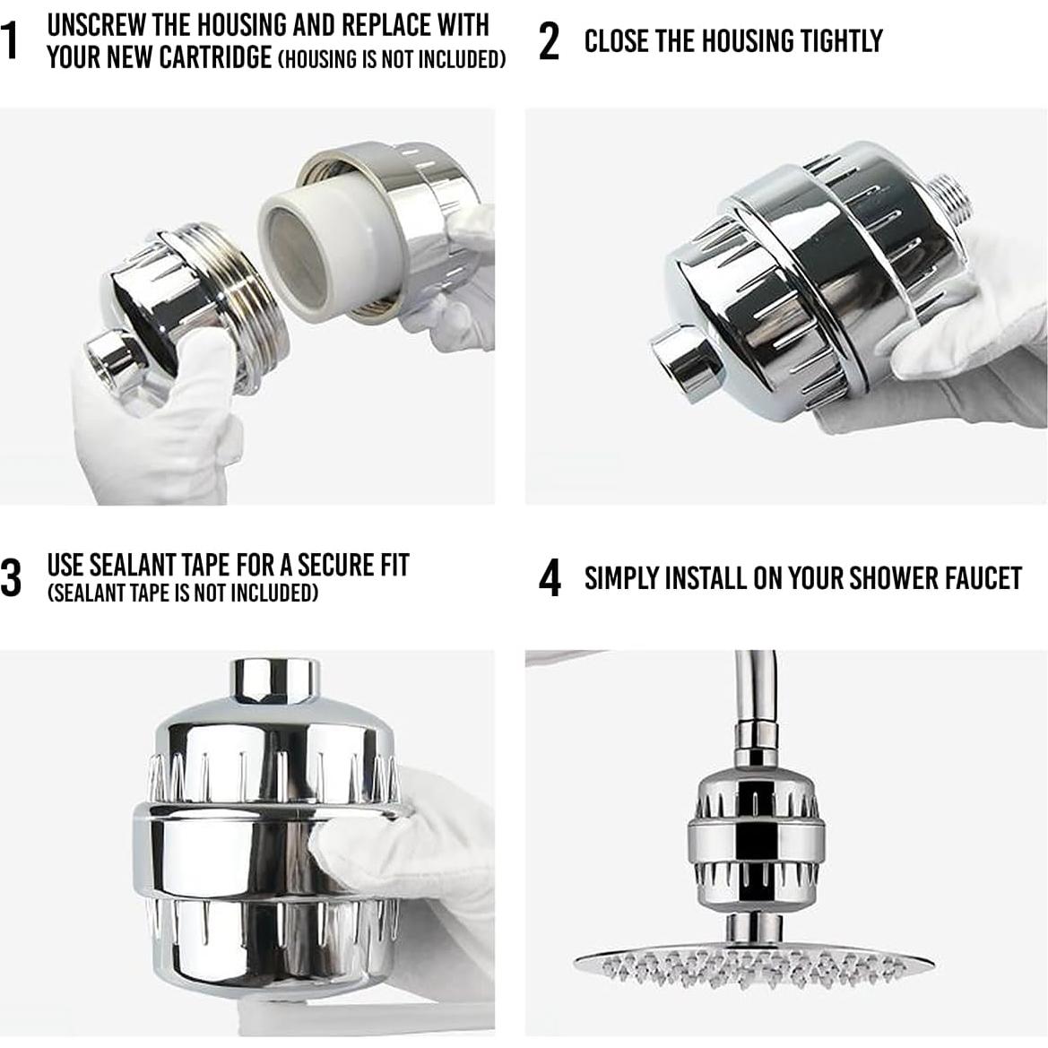 Paquete de 4 cartuchos filtro de ducha Casaheal 15 etapas