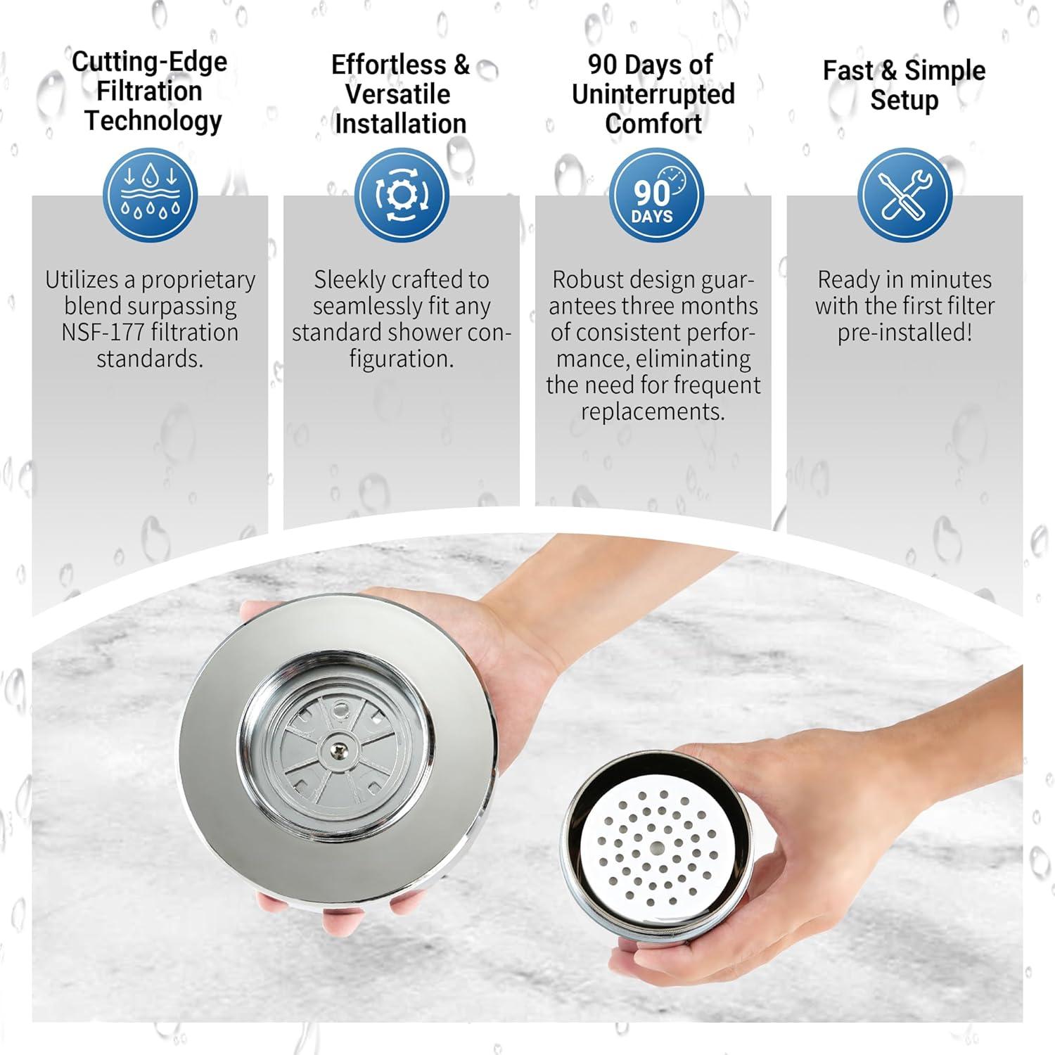 Cabezal de Ducha Filtrado IceJoy - Alta Eficiencia Negro Mate