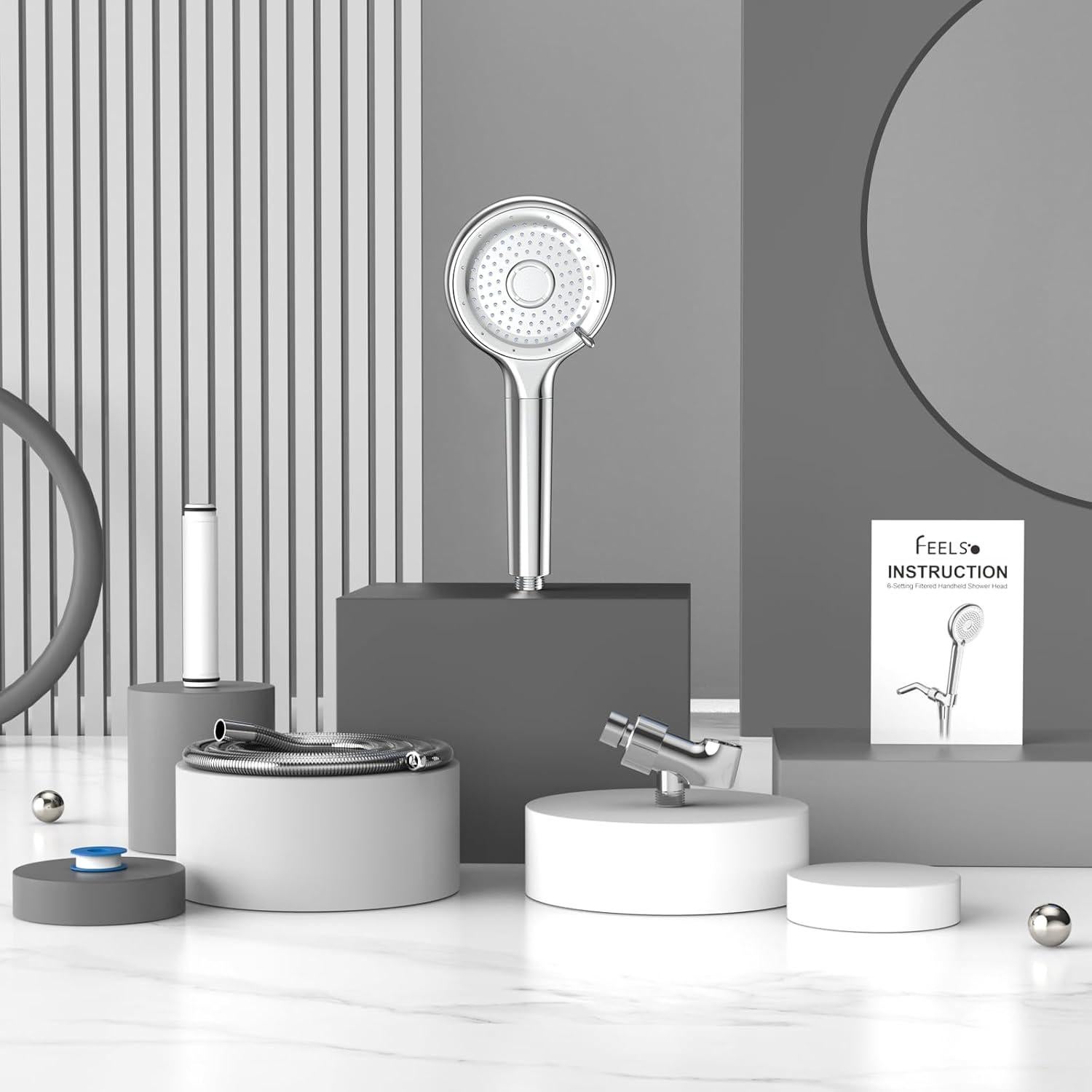 Cabezal de Ducha Filtrado FEELSO 6 Modos Alta Presión Cromo