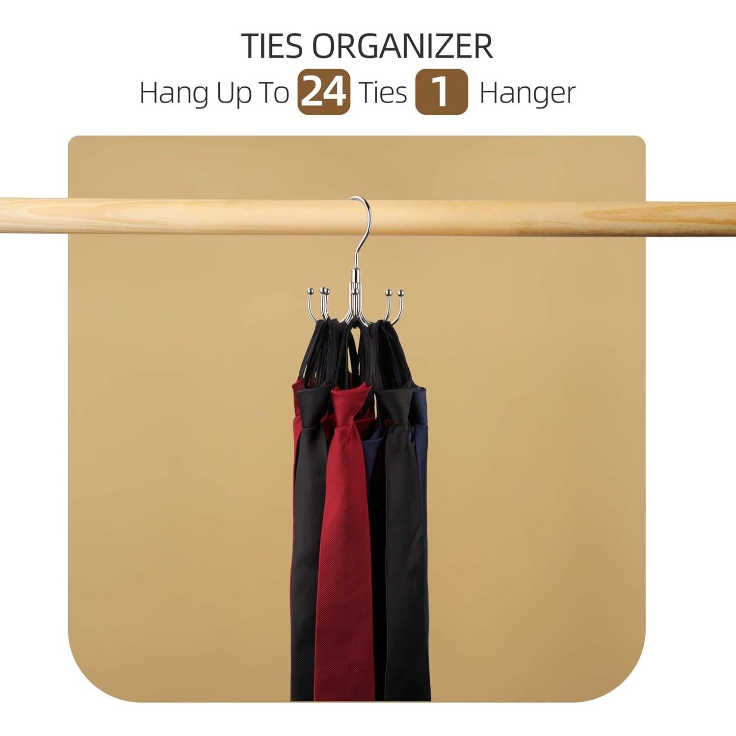 Soporte para Cinturones ZEDODIER, Organizador Rotativo Plata