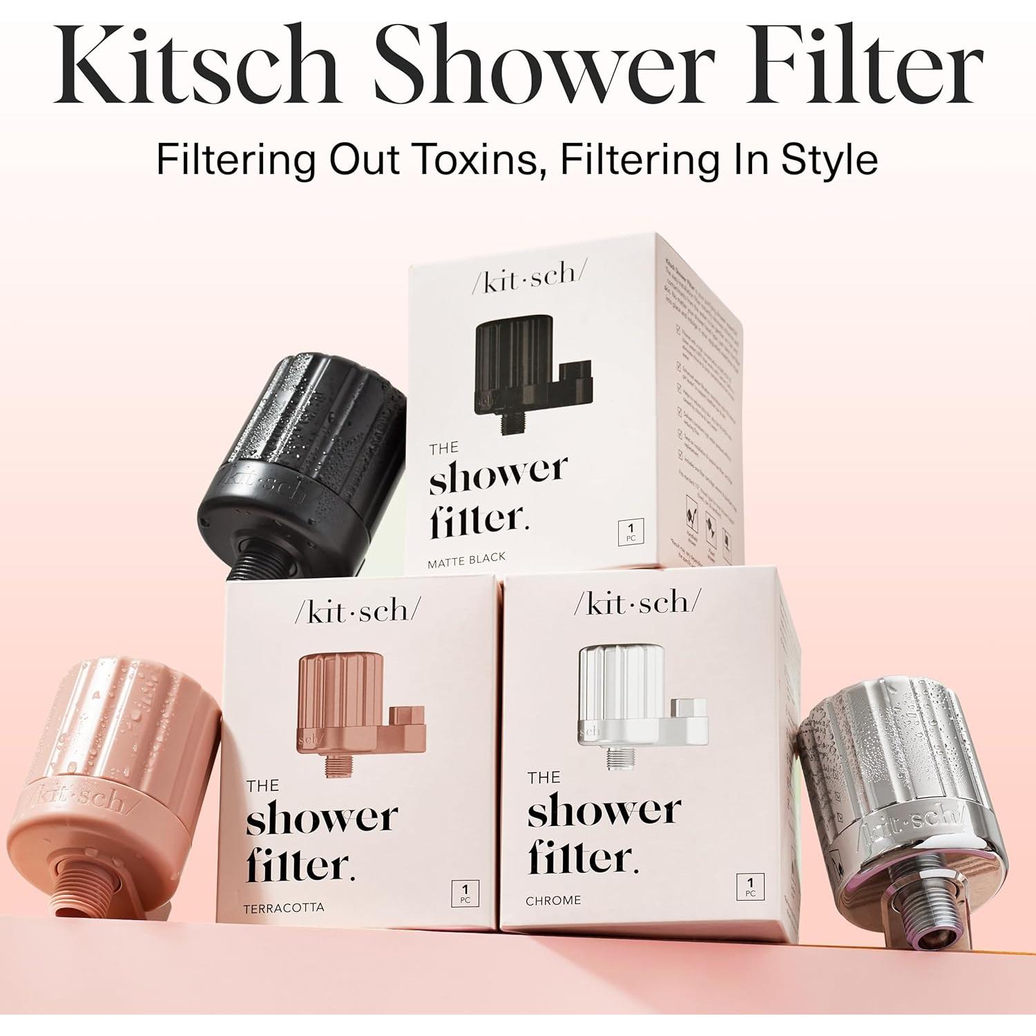 Filtro de Ducha Kitsch Cromo - Ablandador de Agua Dura