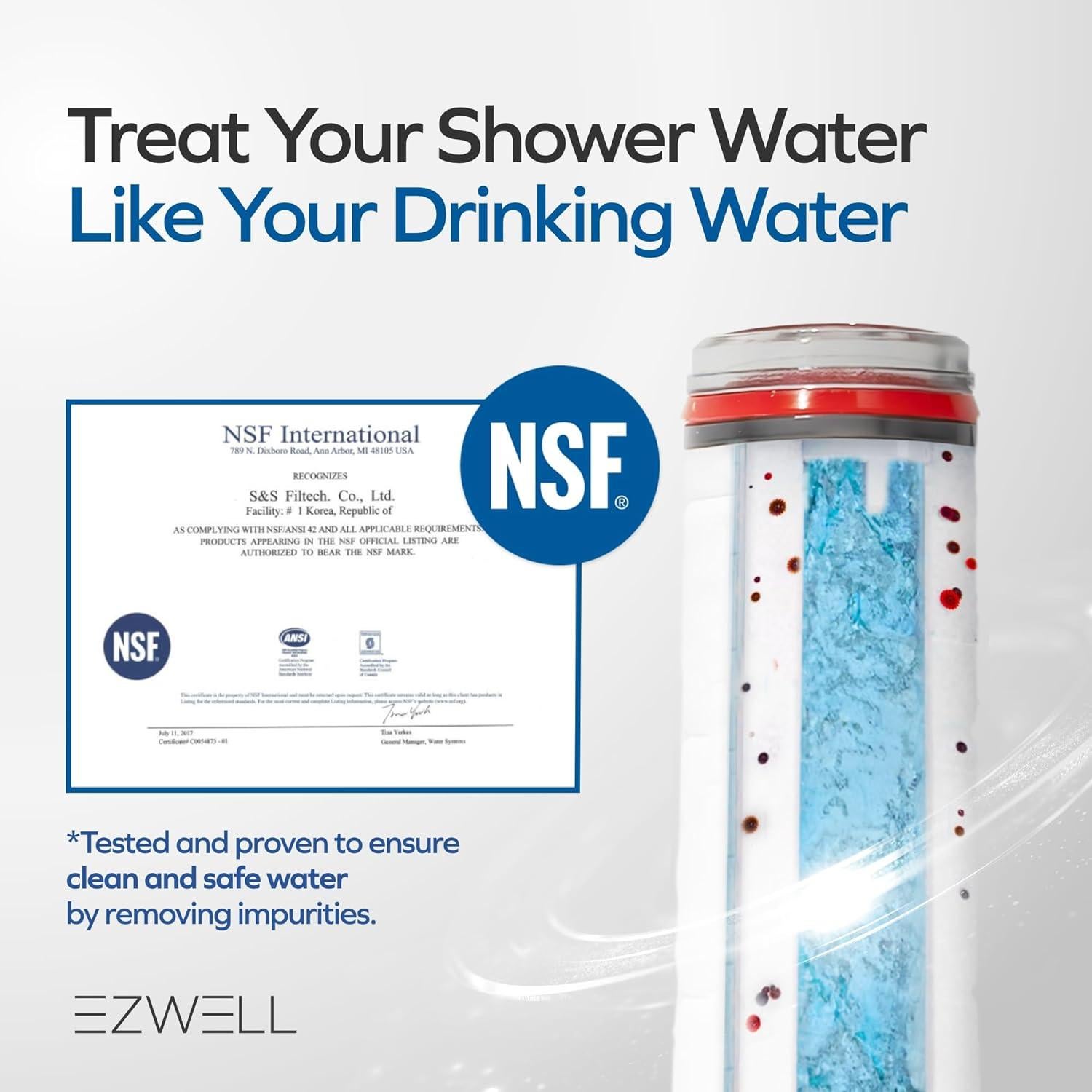 Cabezal de Ducha Filtrado EZWELL con 4 Filtros Reemplazables