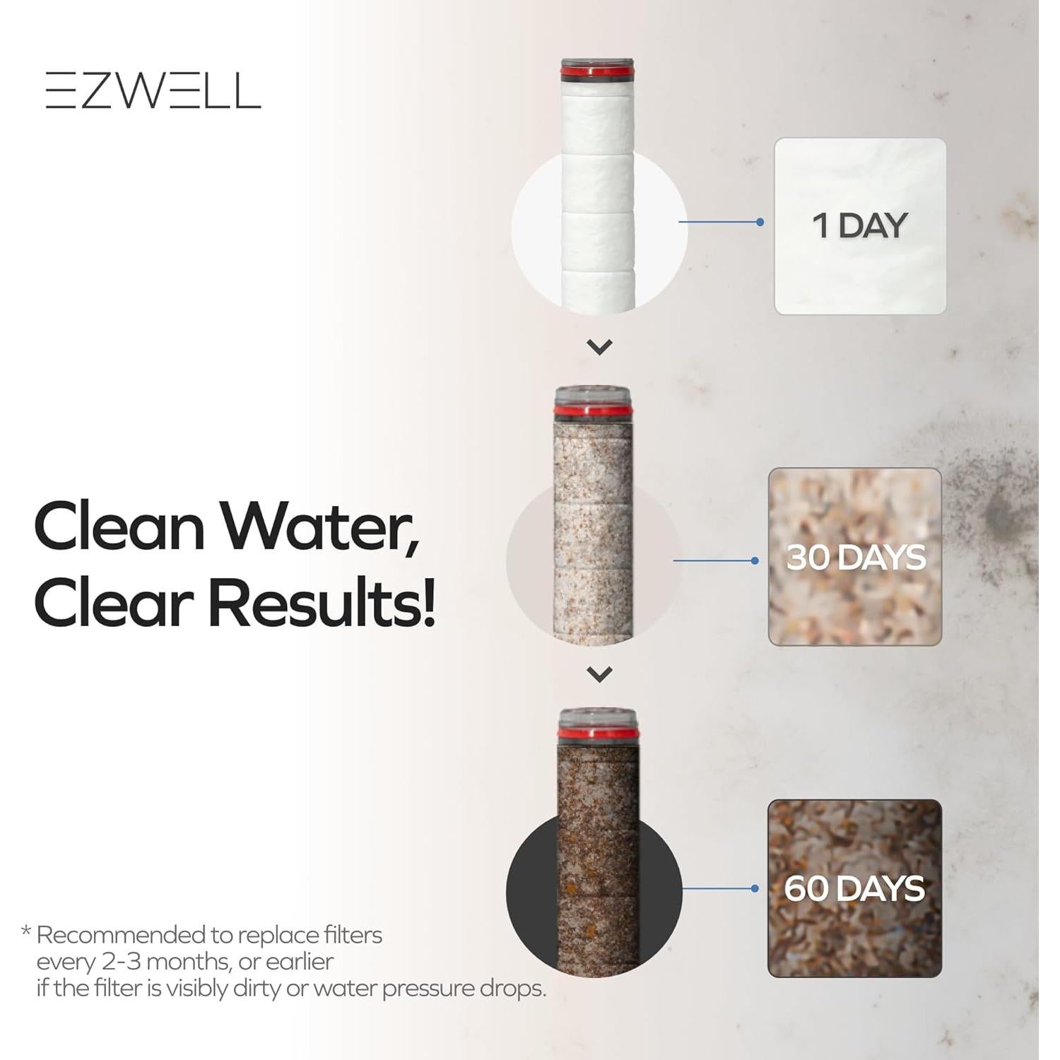 Cabezal de Ducha Filtrado EZWELL con 4 Filtros Reemplazables