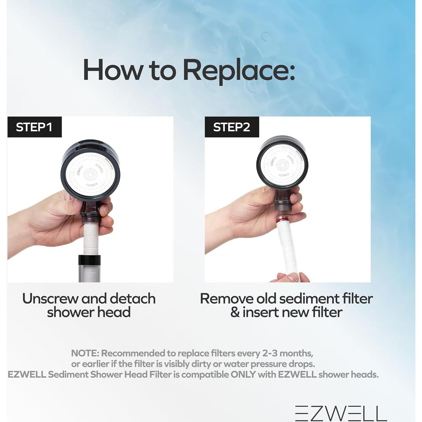 Cabezal de Ducha Filtrado EZWELL con 4 Filtros Reemplazables