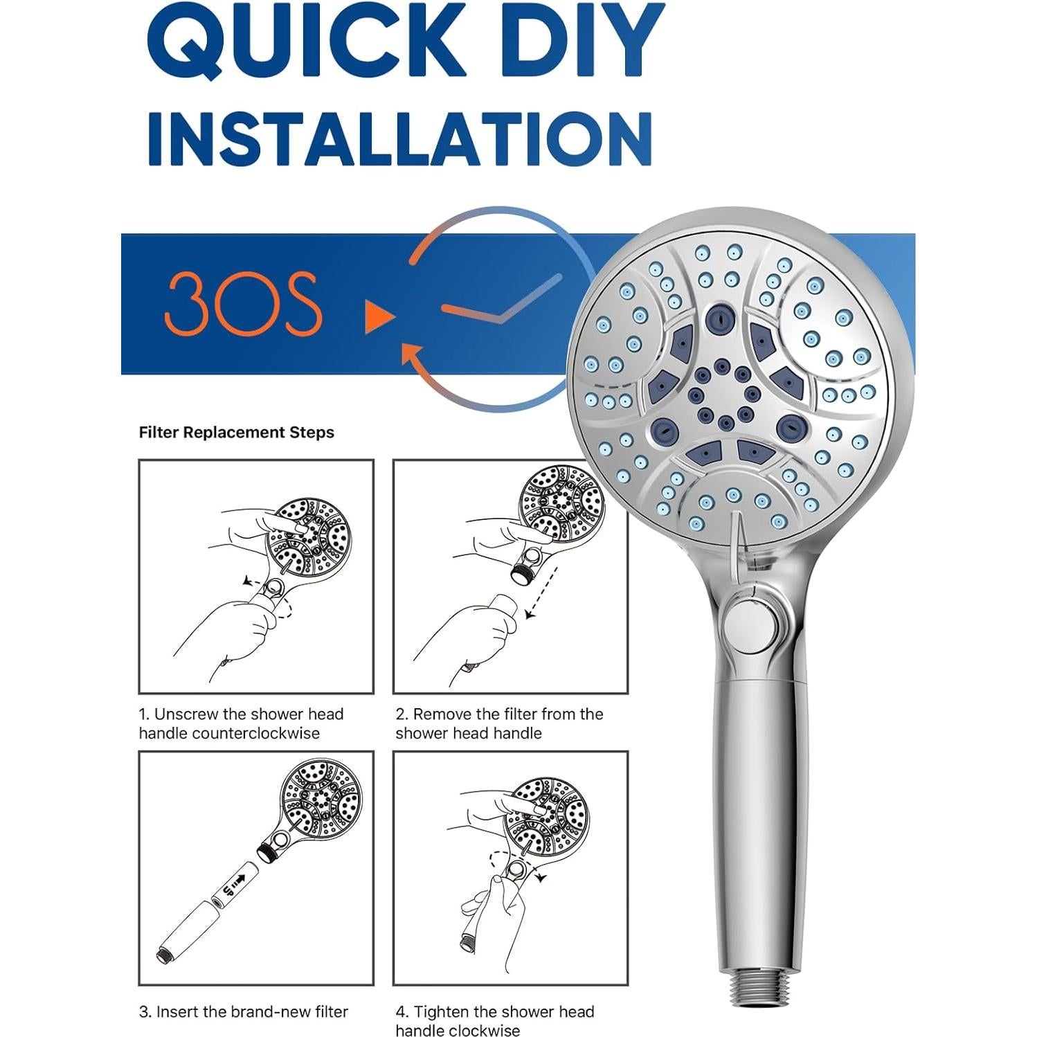 Filtro de Ducha Pavezo MQWY001 - Paquete de 2 Filtros 15 Etapas