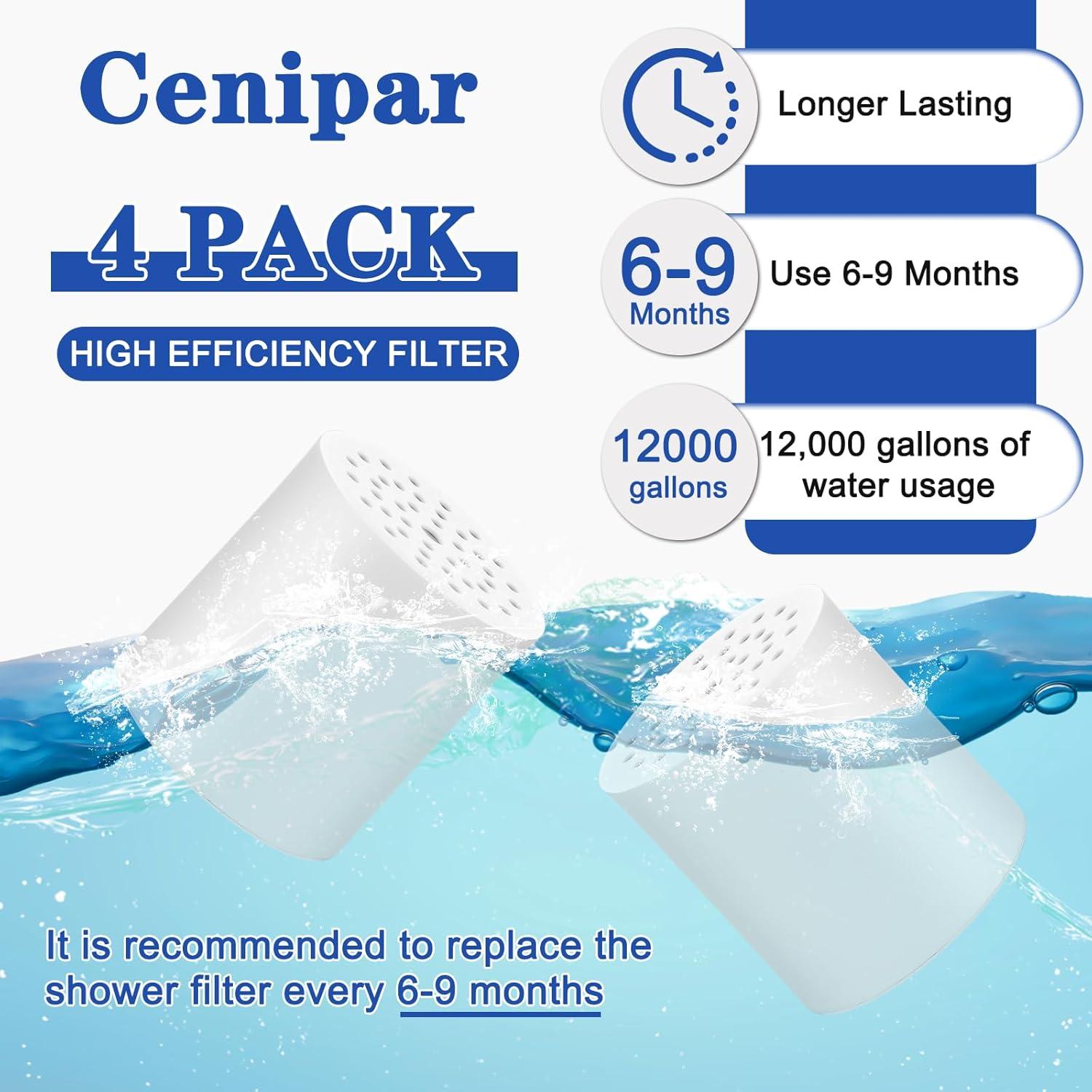 Paquete de 4 cartuchos filtro ducha 15 etapas Cenipar