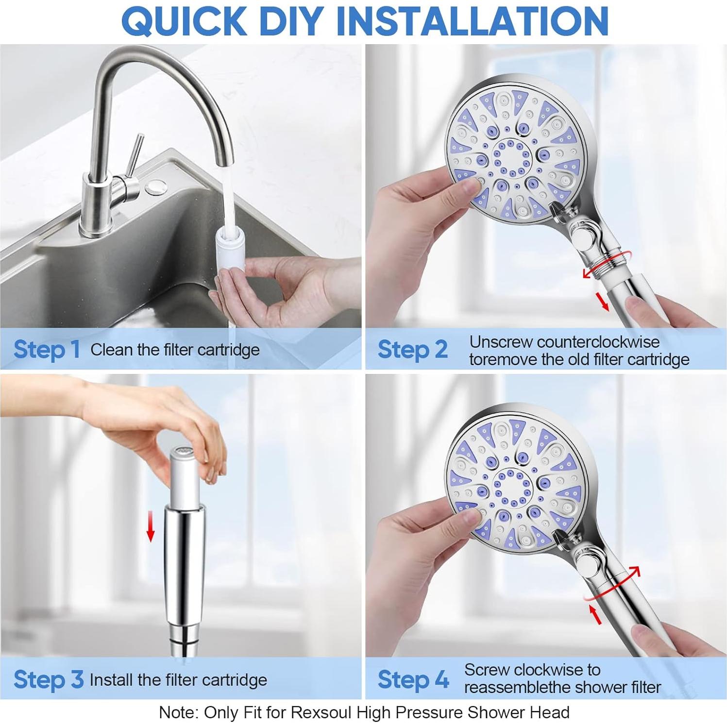 Filtro de Ducha RexSoul 3 Piezas 15 Etapas Purificador