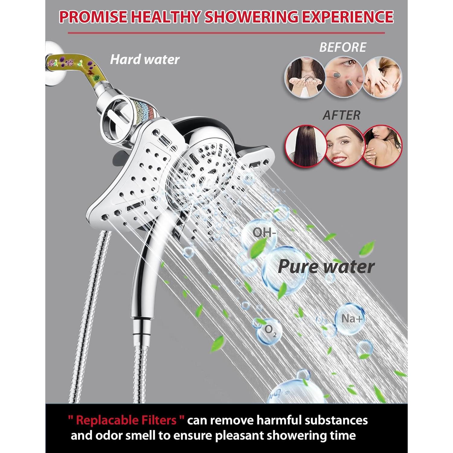 Cabezal de Ducha Filtrado GRICH 2 en 1 con Manguera 152.4 cm