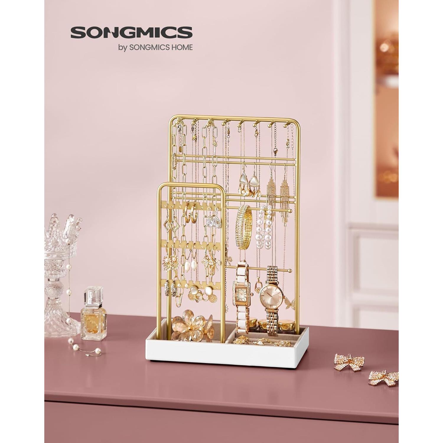 Soporte de Joyería SONGMICS Oro Pálido con Terciopelo 30.8 cm