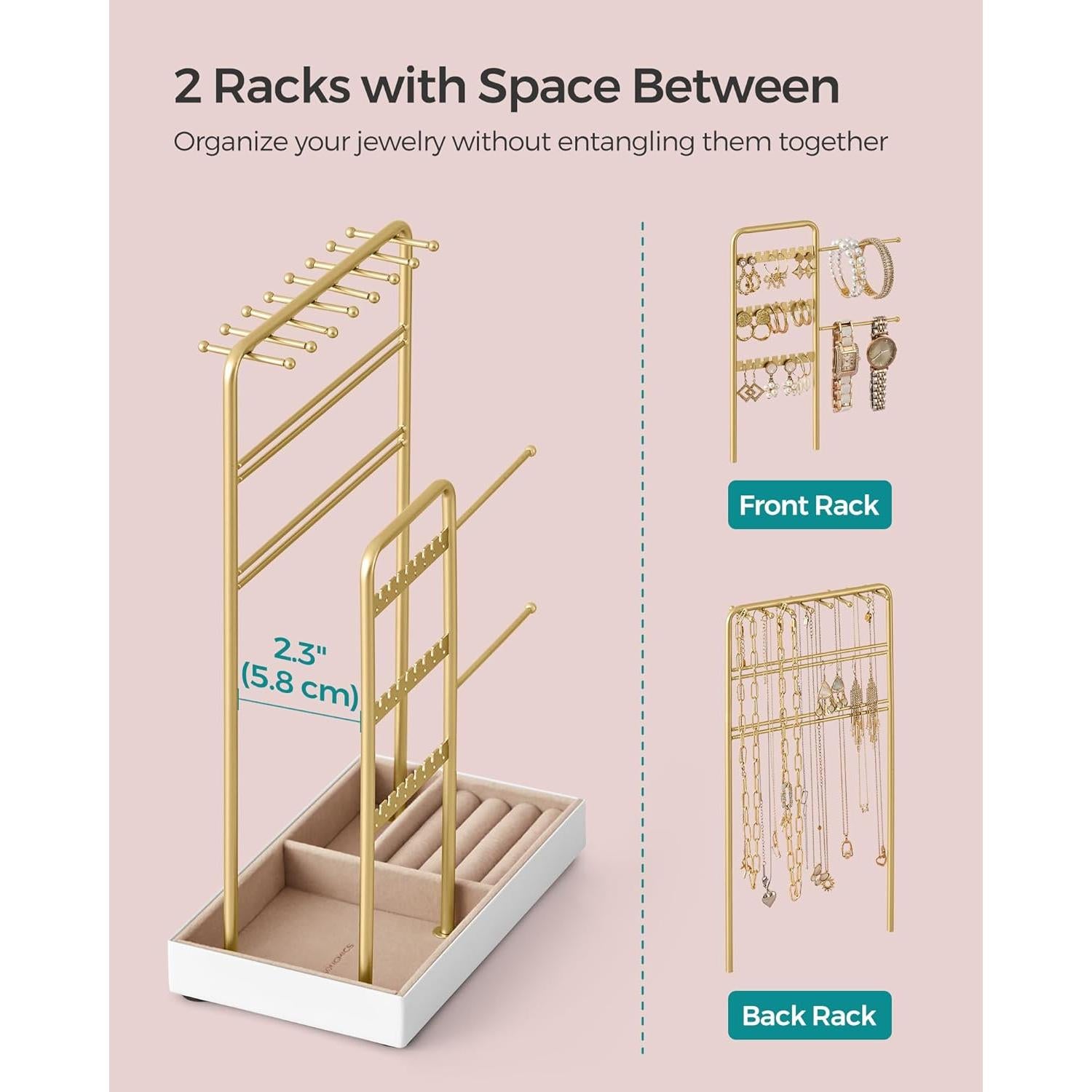 Soporte de Joyería SONGMICS Oro Pálido con Terciopelo 30.8 cm