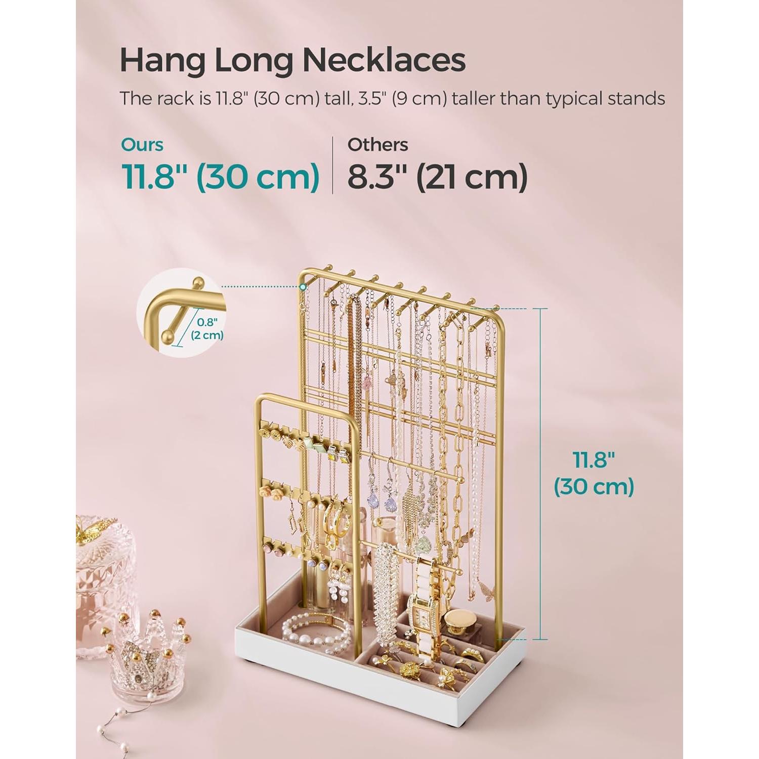 Soporte de Joyería SONGMICS Oro Pálido con Terciopelo 30.8 cm