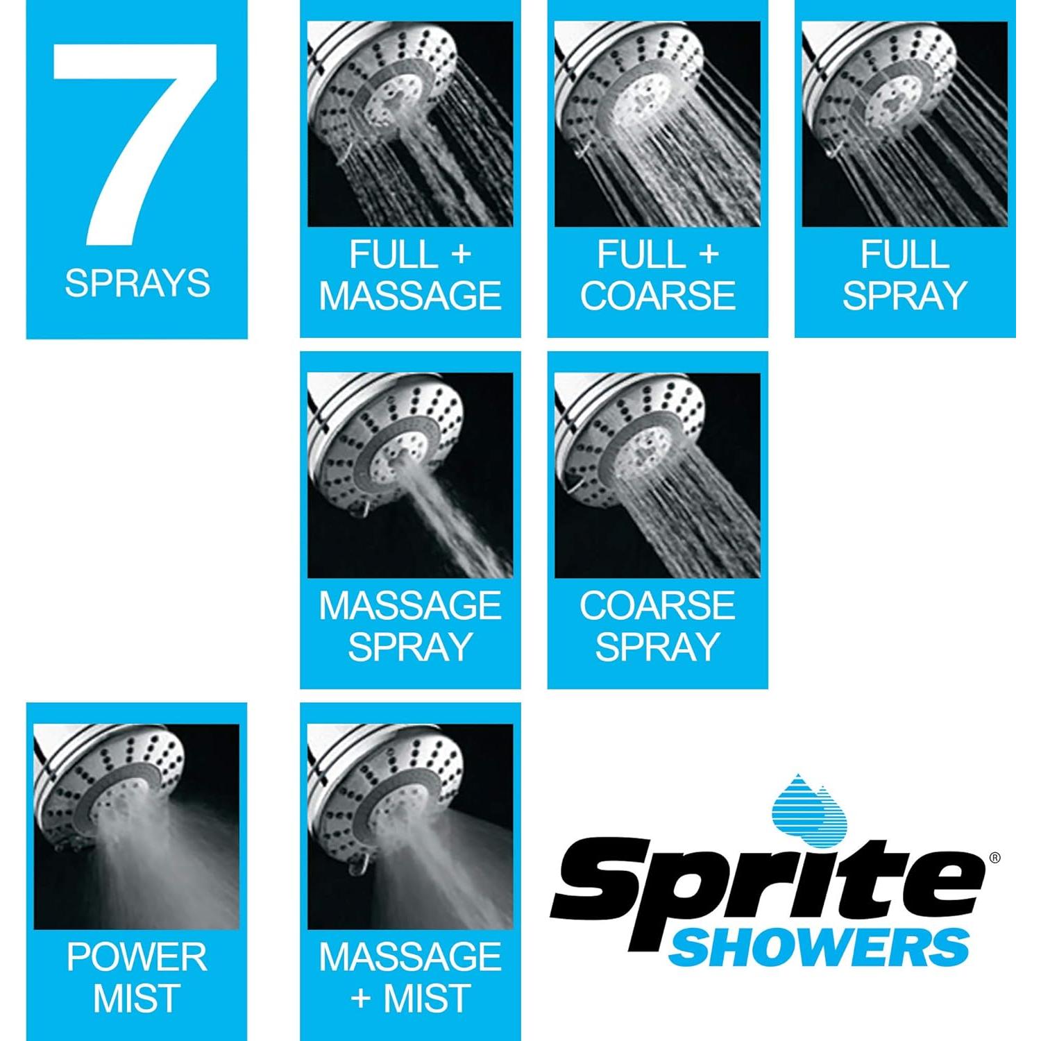 Cabezal de Ducha Filtrado Sprite Pure 7 Configuraciones Cromo