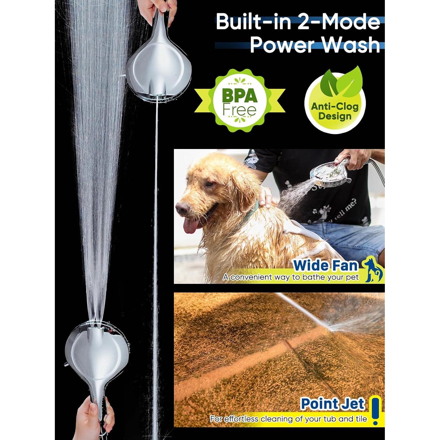 Cabezal de Ducha Pavezo 5" Alta Presión con Filtro y Manguera 152 cm