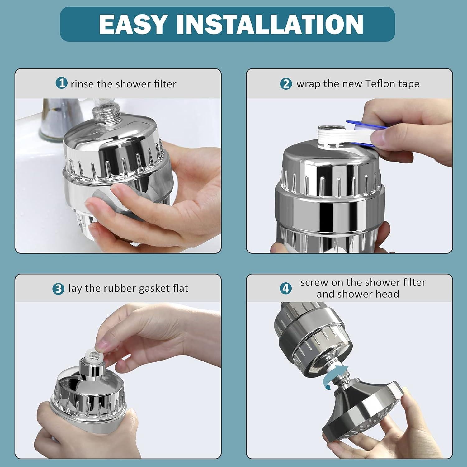 Filtro de Ducha FEELSO 18 Etapas para Agua Dura 0.40 kg