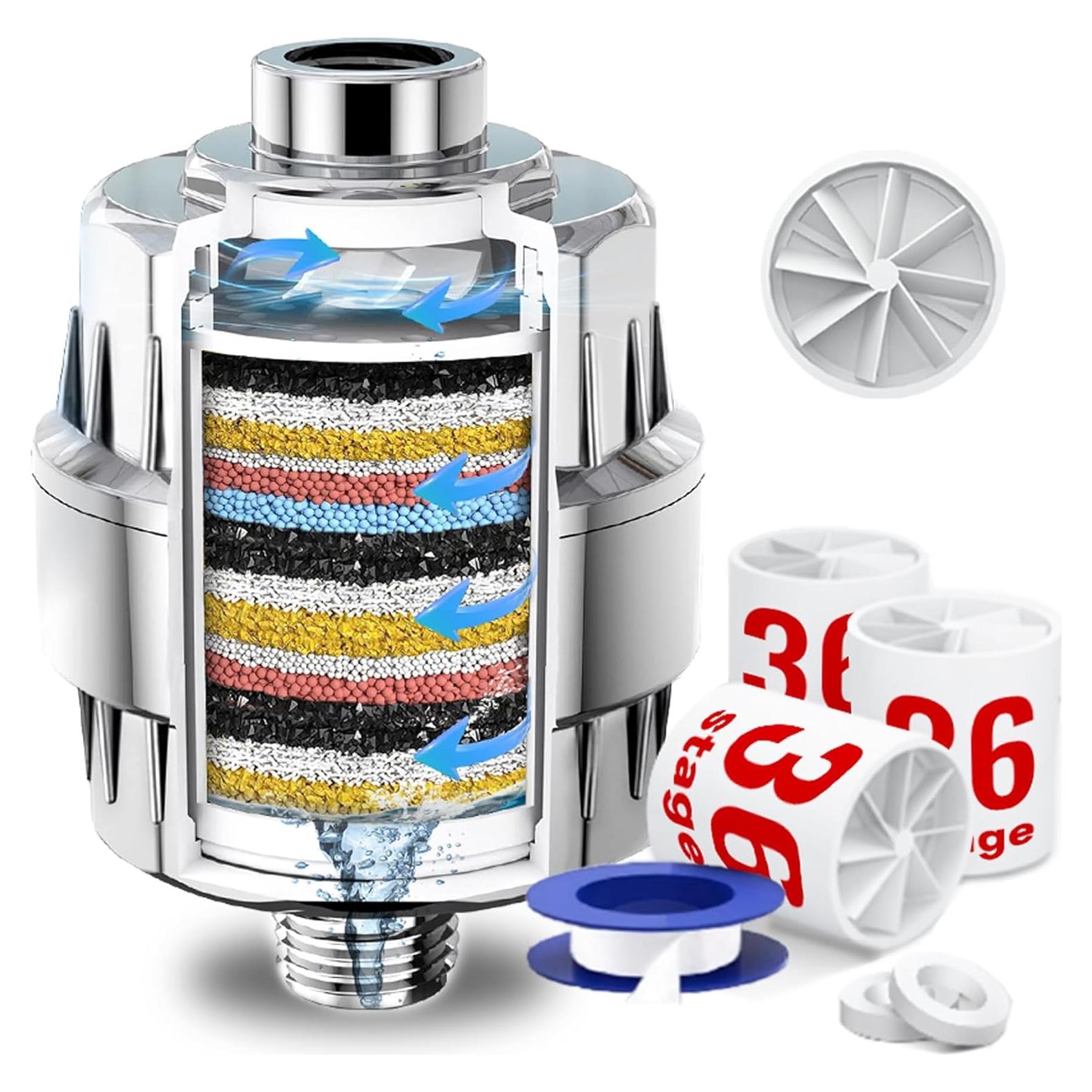 Filtro de Ducha HISBO 36 Etapas con Vitamina C y 3 Cartuchos