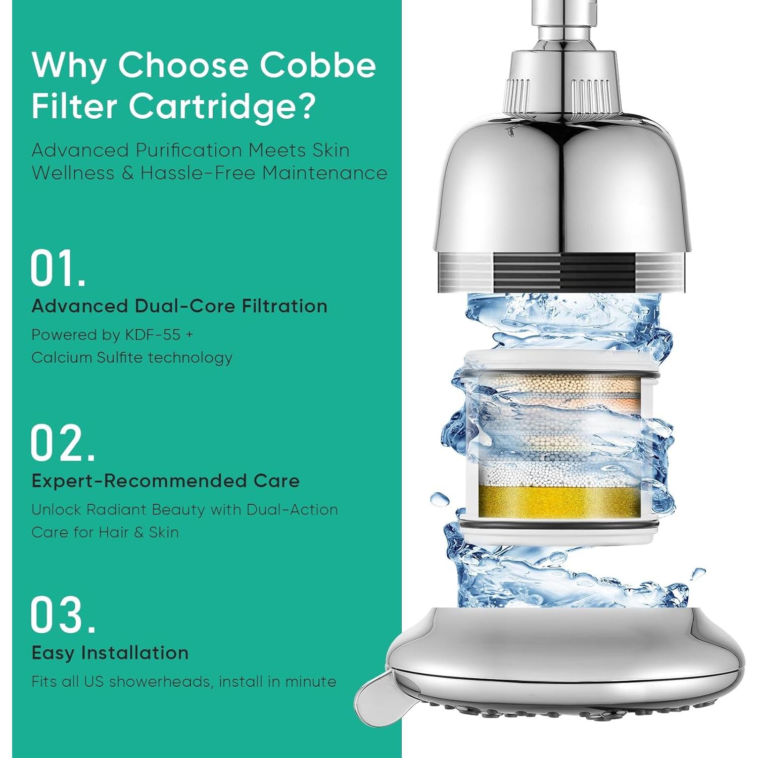 Filtros de Ducha Cobbe 2 Pack - 16 Etapas, Ablandador de Agua