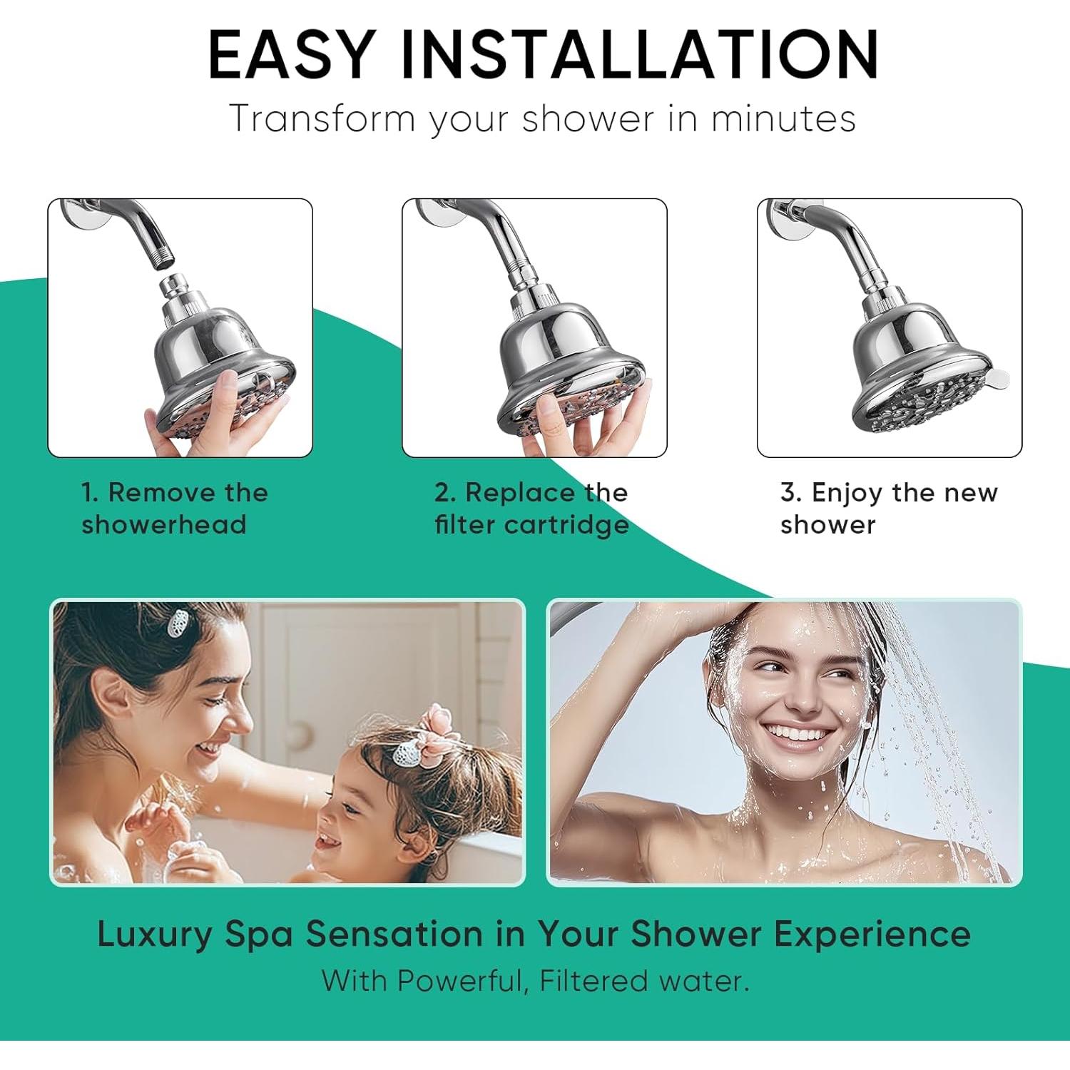 Filtros de Ducha Cobbe 2 Pack - 16 Etapas, Ablandador de Agua